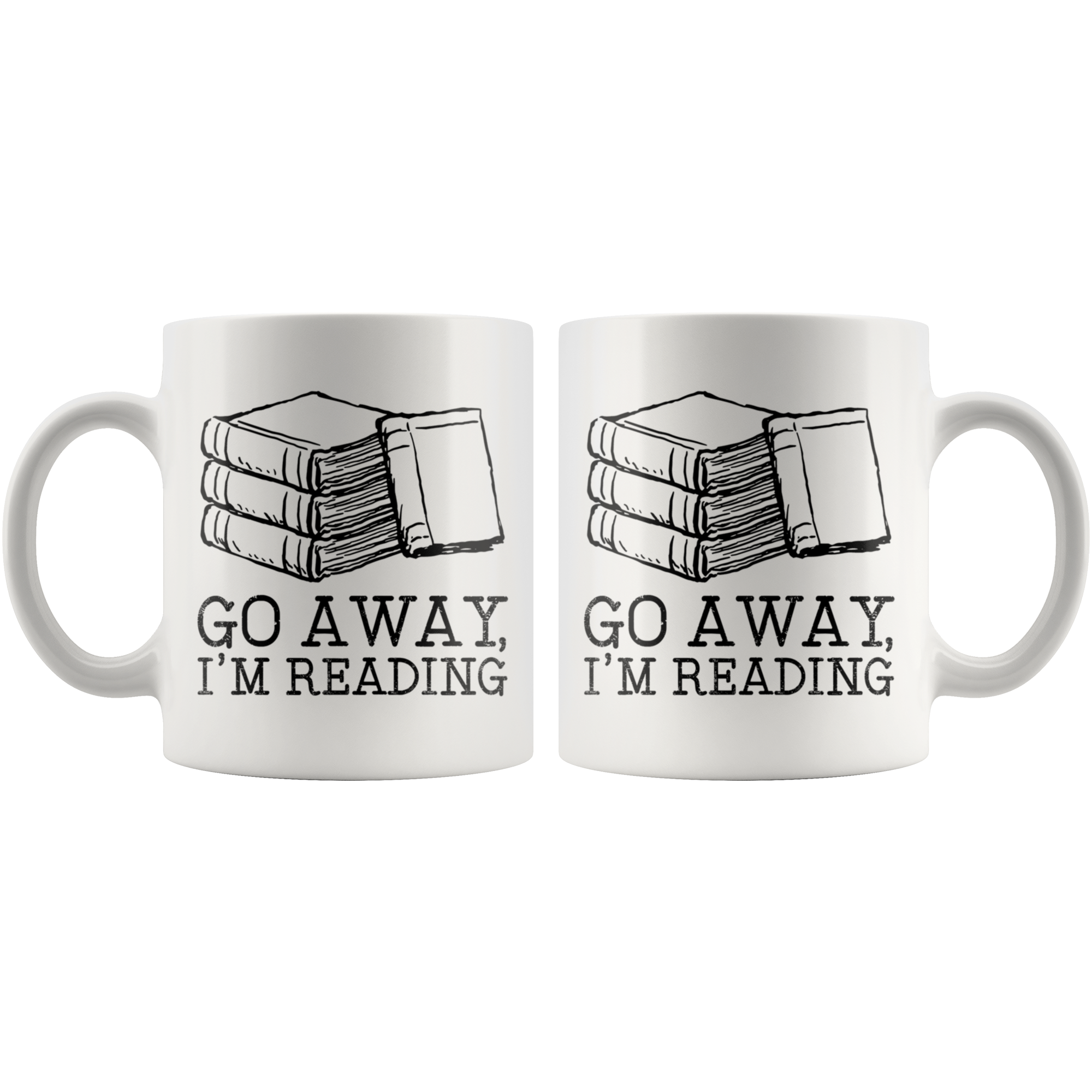 White 11oz Mug - Go Away I'm Reading