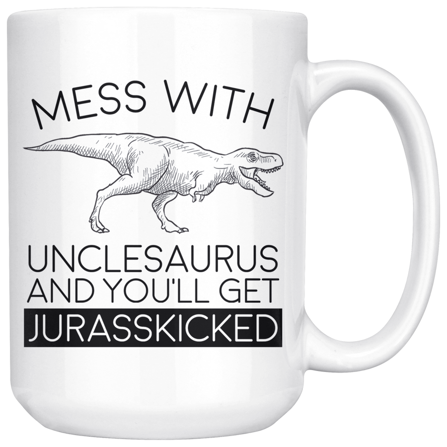 White 15oz Mug - Unclesaurus Jurasskicked