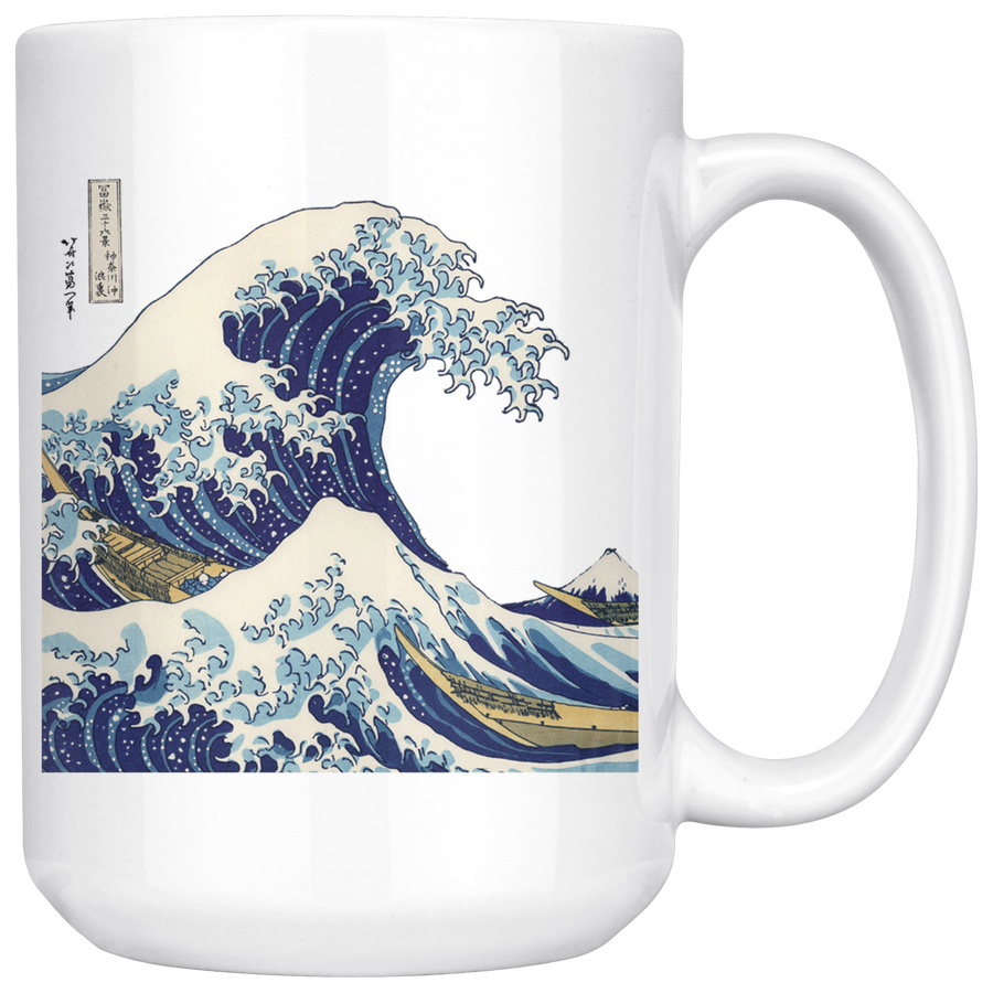 White 15oz Mug - Great Wave Off Kanagawa