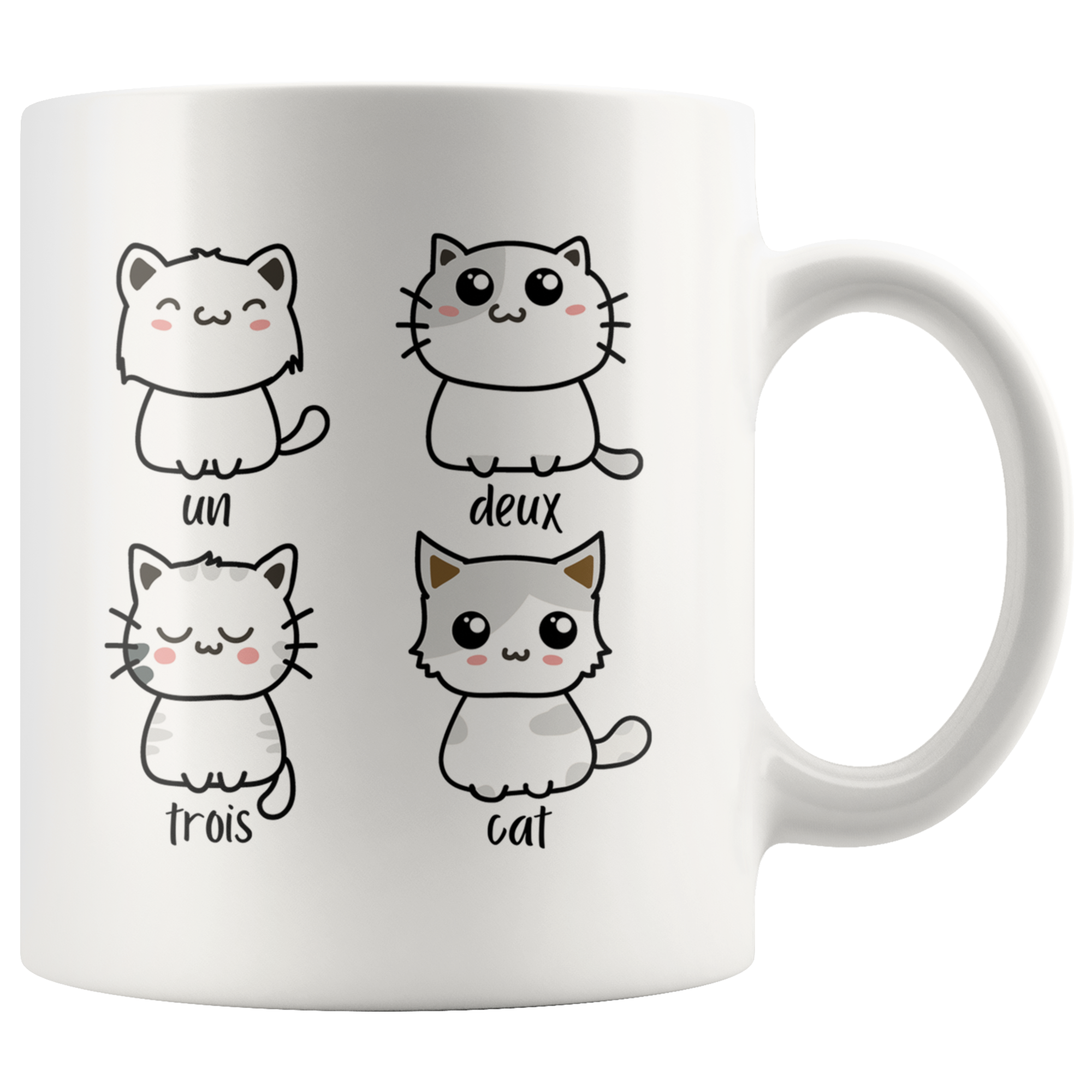 White 11oz Mug - Cat Un Deux Trois Mug