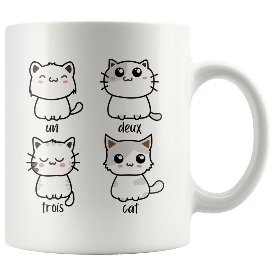 White 11oz Mug - Cat Un Deux Trois Mug