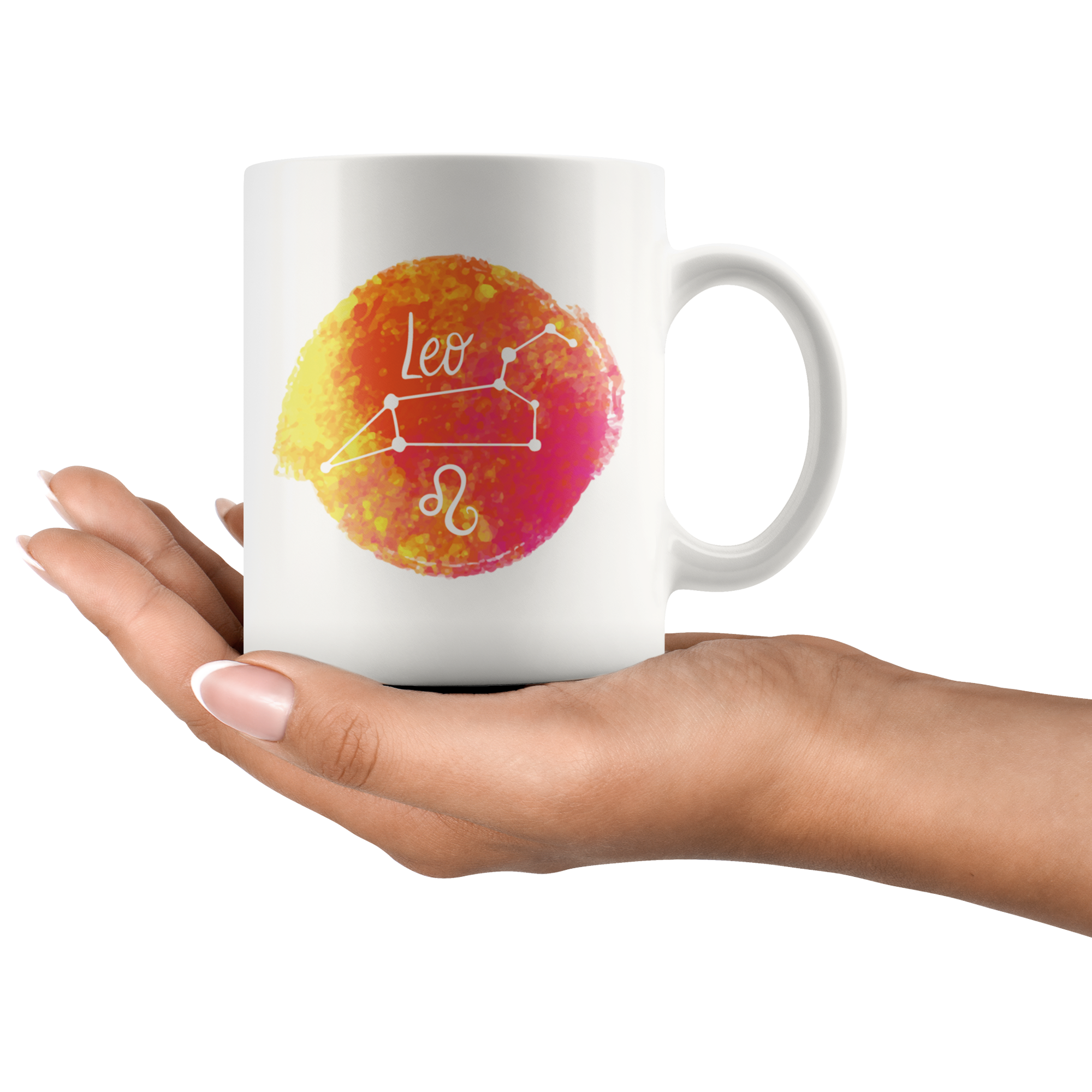 White 11oz Mug - Watercolor Leo