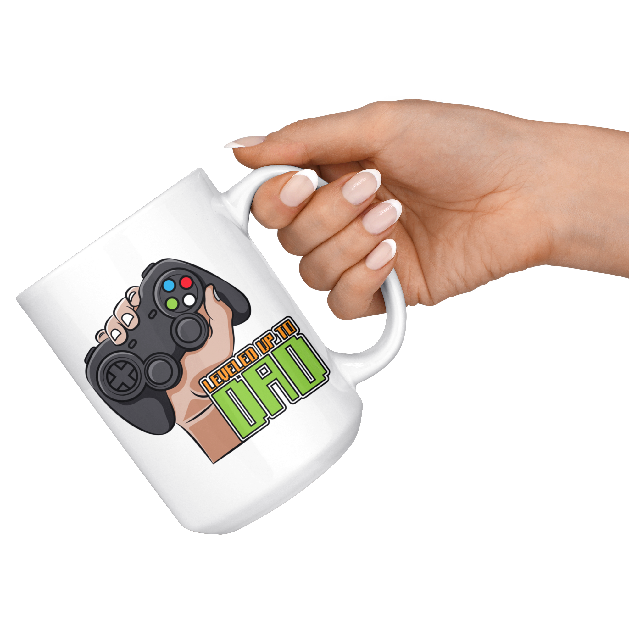 White 15oz Mug - Leveled Up To Dad