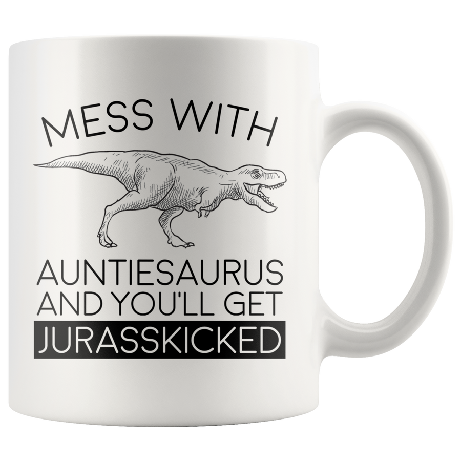 White Mug - Auntiesaurus Jurasskicked