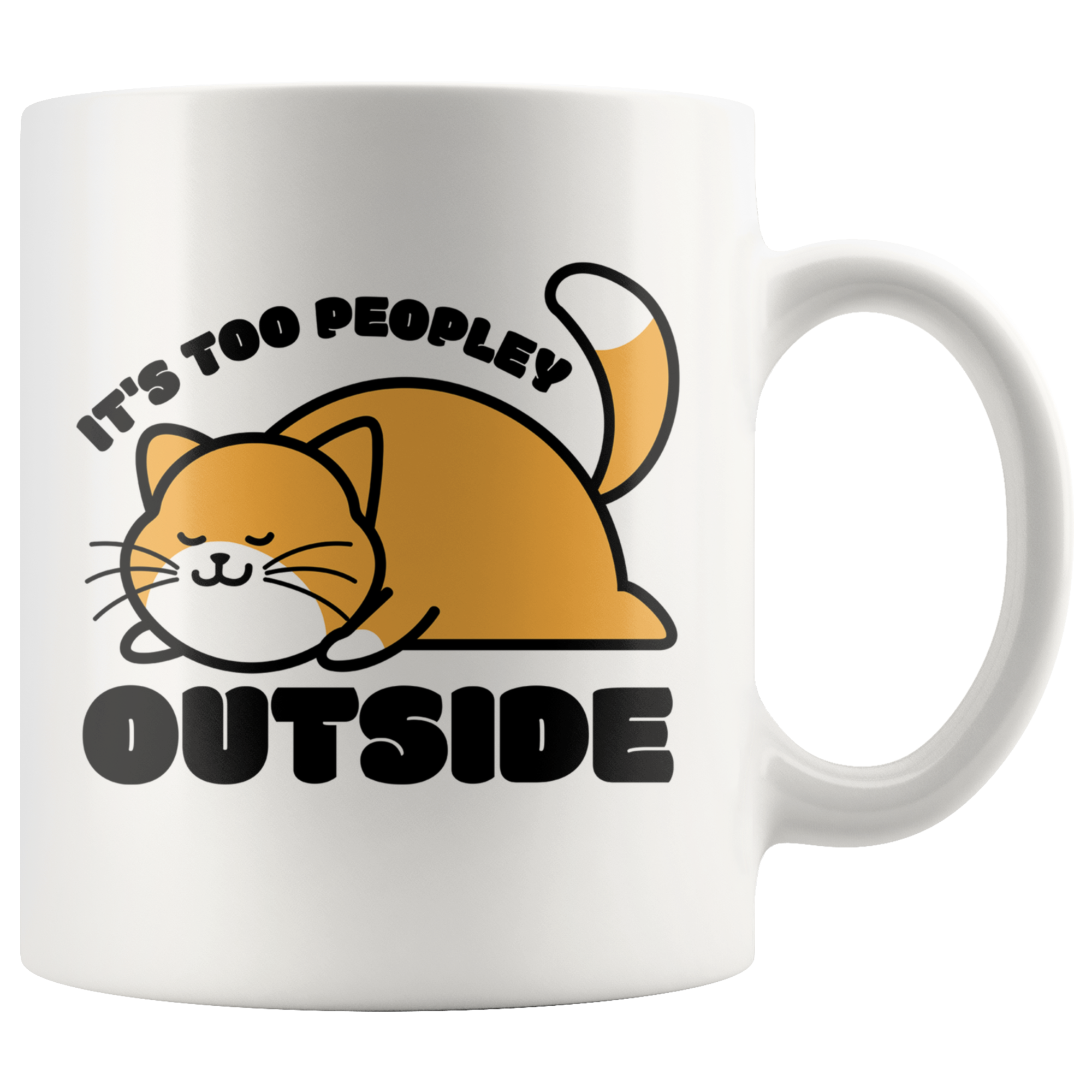 White Mugs - Cat Too Peopley