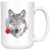 White 15oz Mug - Wolf Rose
