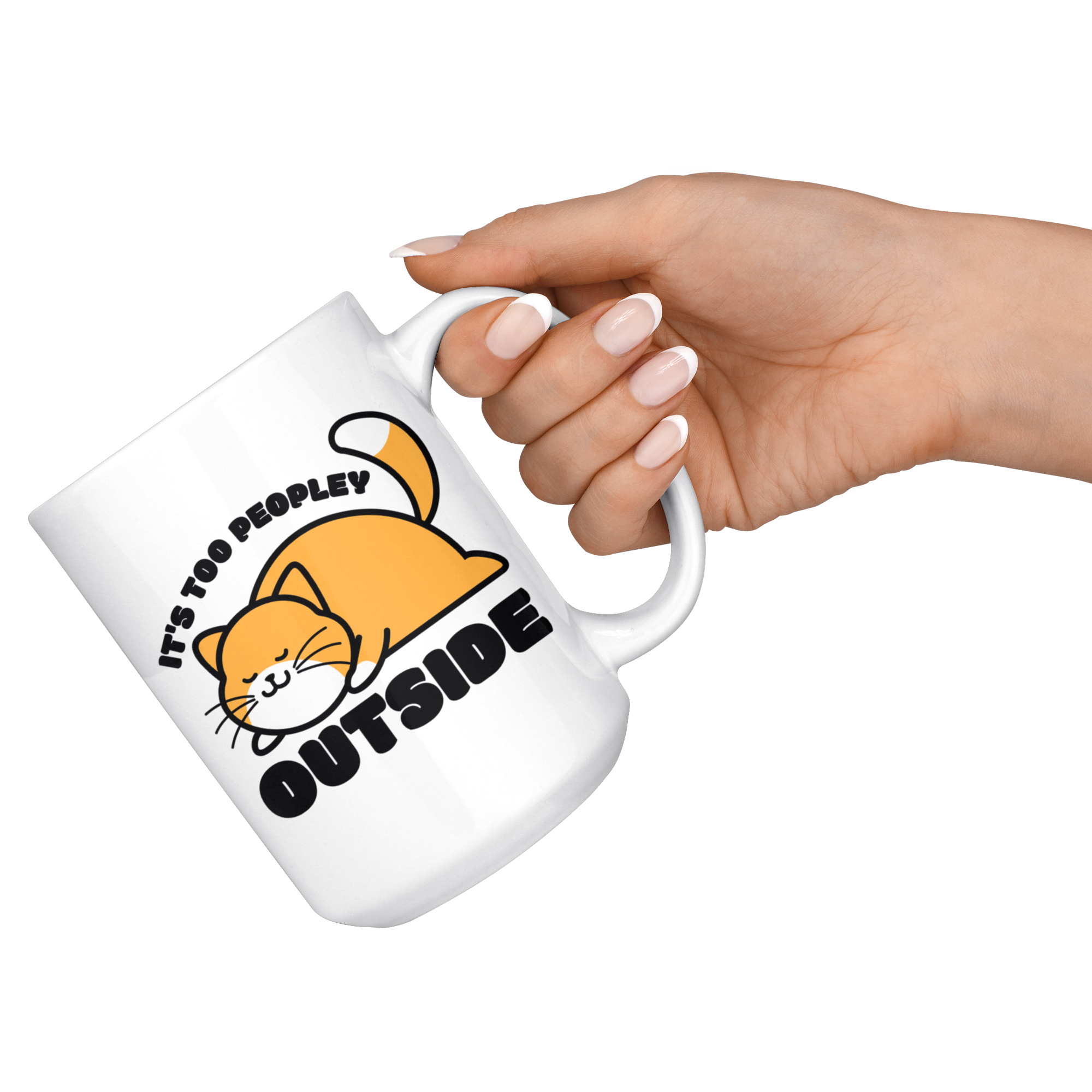 White Mugs - Cat Too Peopley