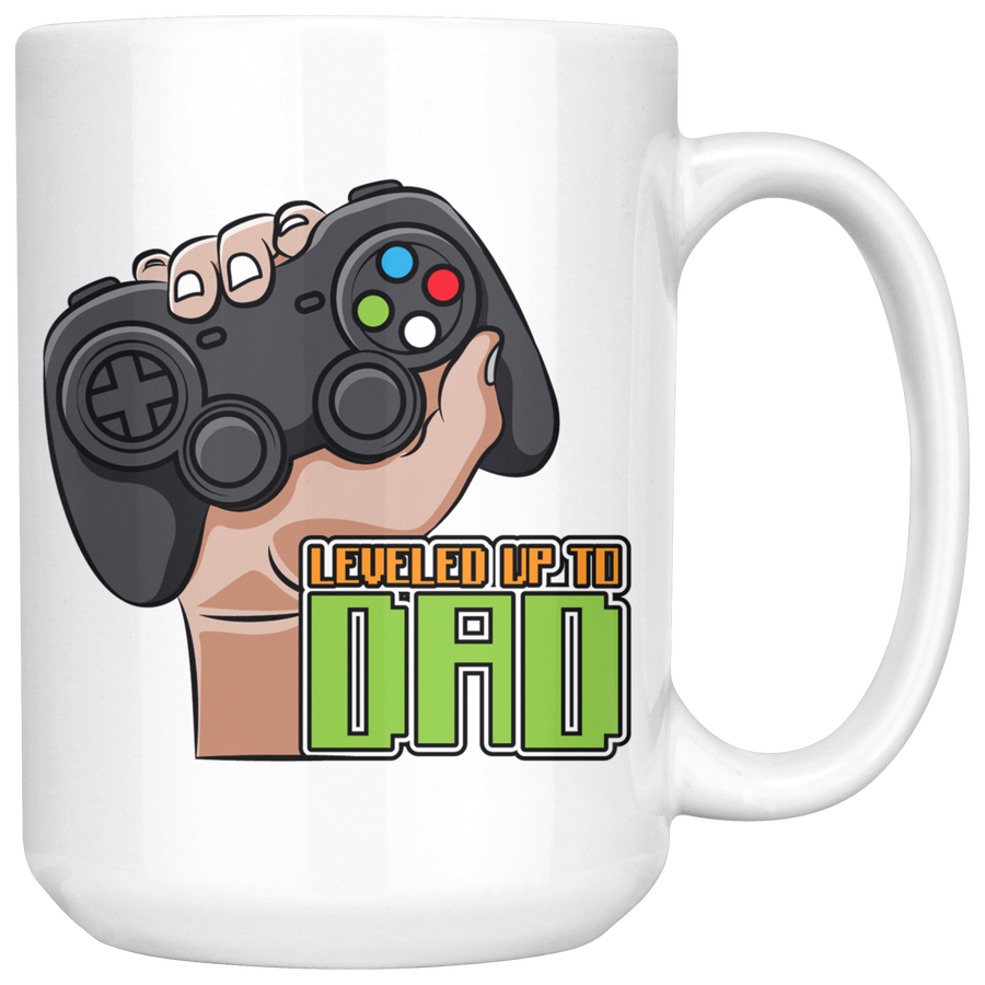 White 15oz Mug - Leveled Up To Dad