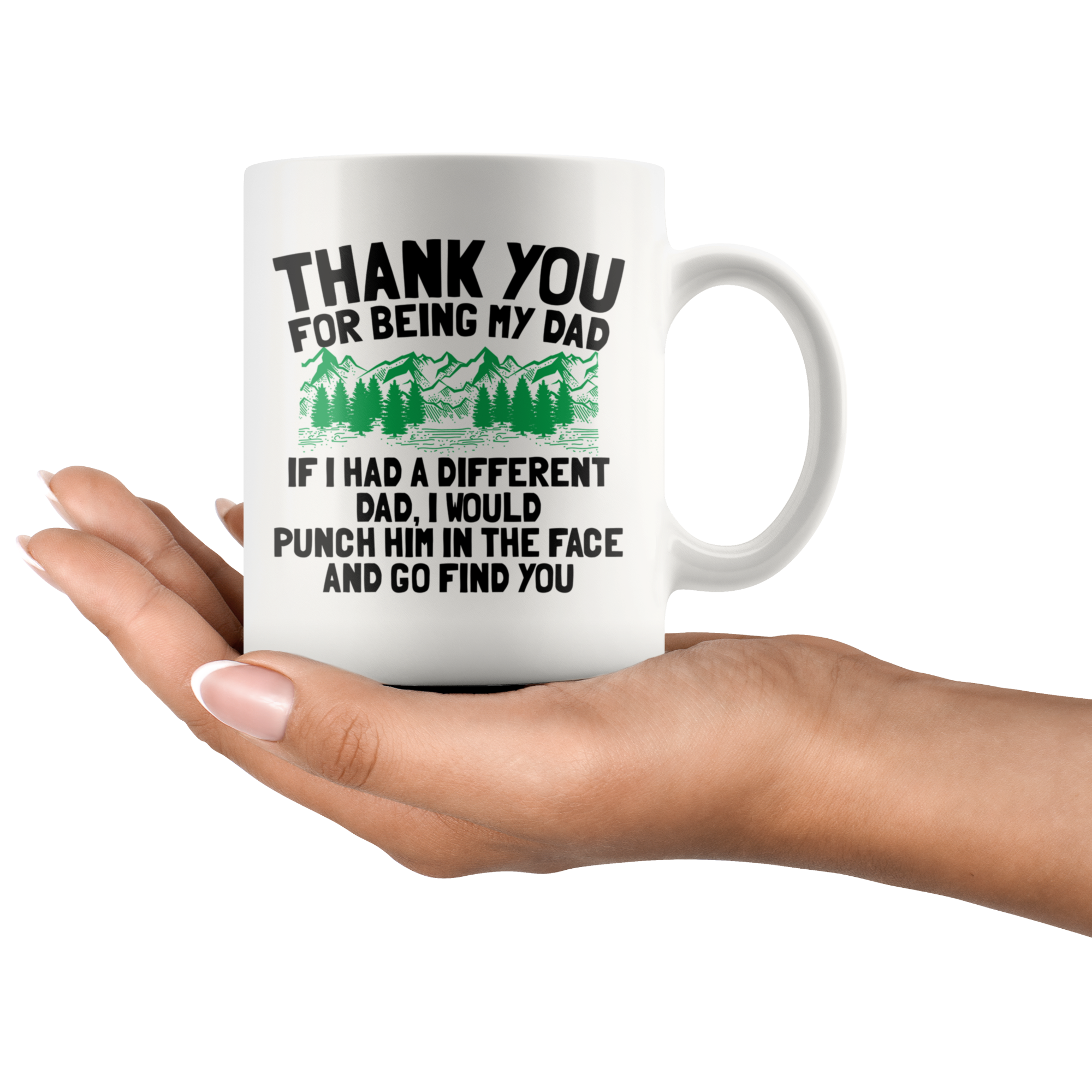 White Mugs - Thank You Dad Punch In Face