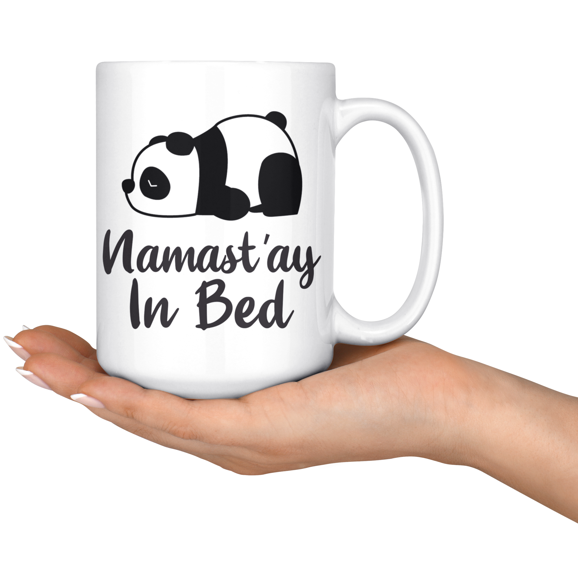 White 15oz Mug - Panda Namast'ay In Bed