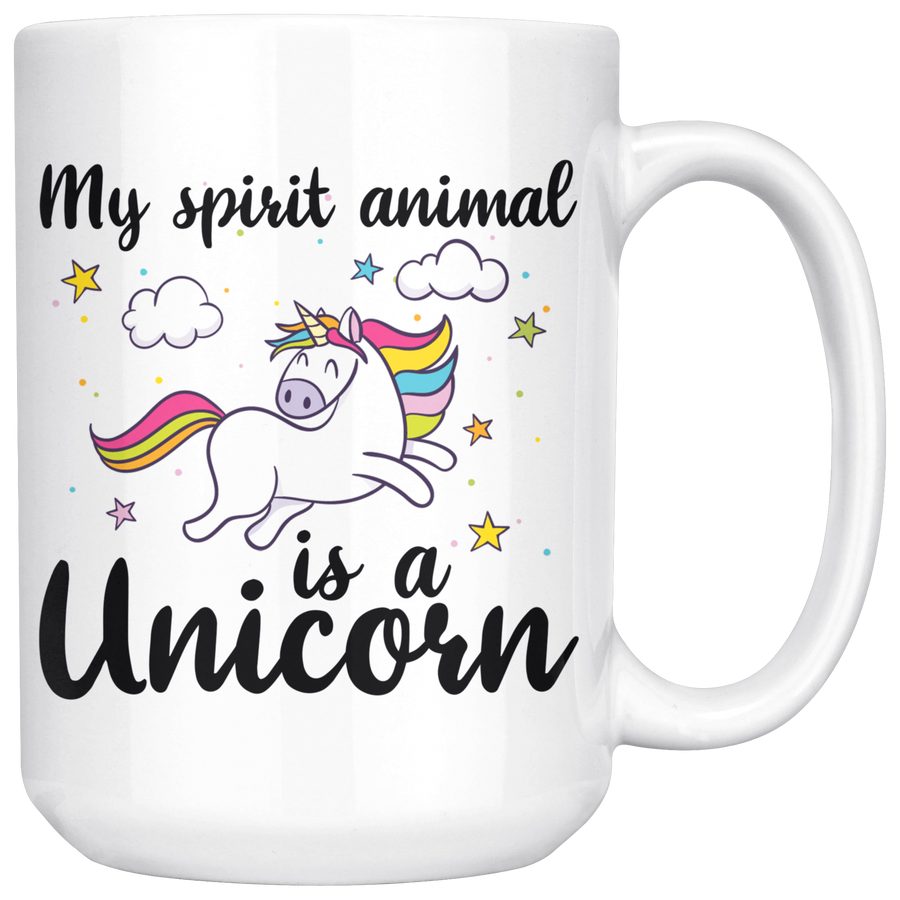 White 15oz Mug - Spirit Animal Unicorn