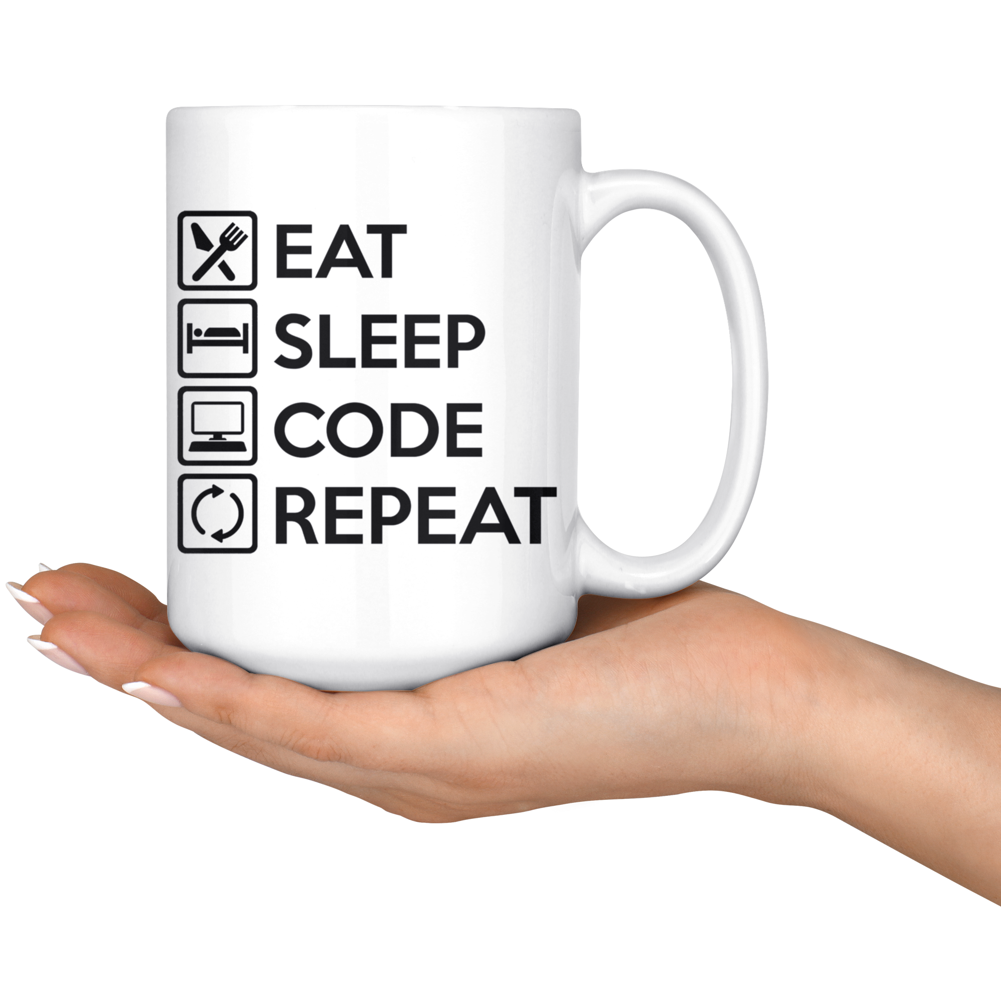 White 15oz Mug - Eat Sleep Code