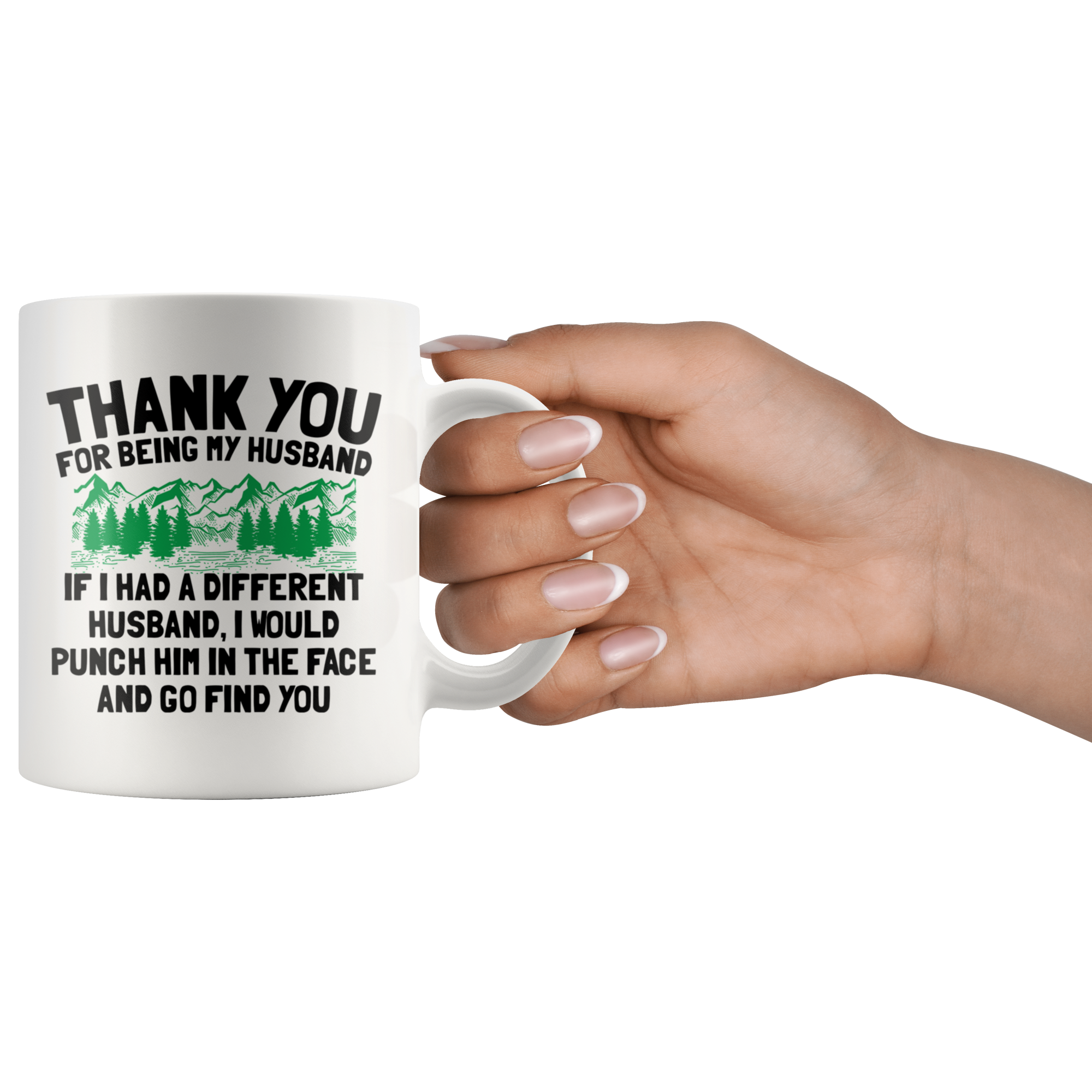 White 11oz Mug - Thank You Husband Punch In Face