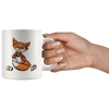 White 11oz Mug - Fox Drinking Coffee