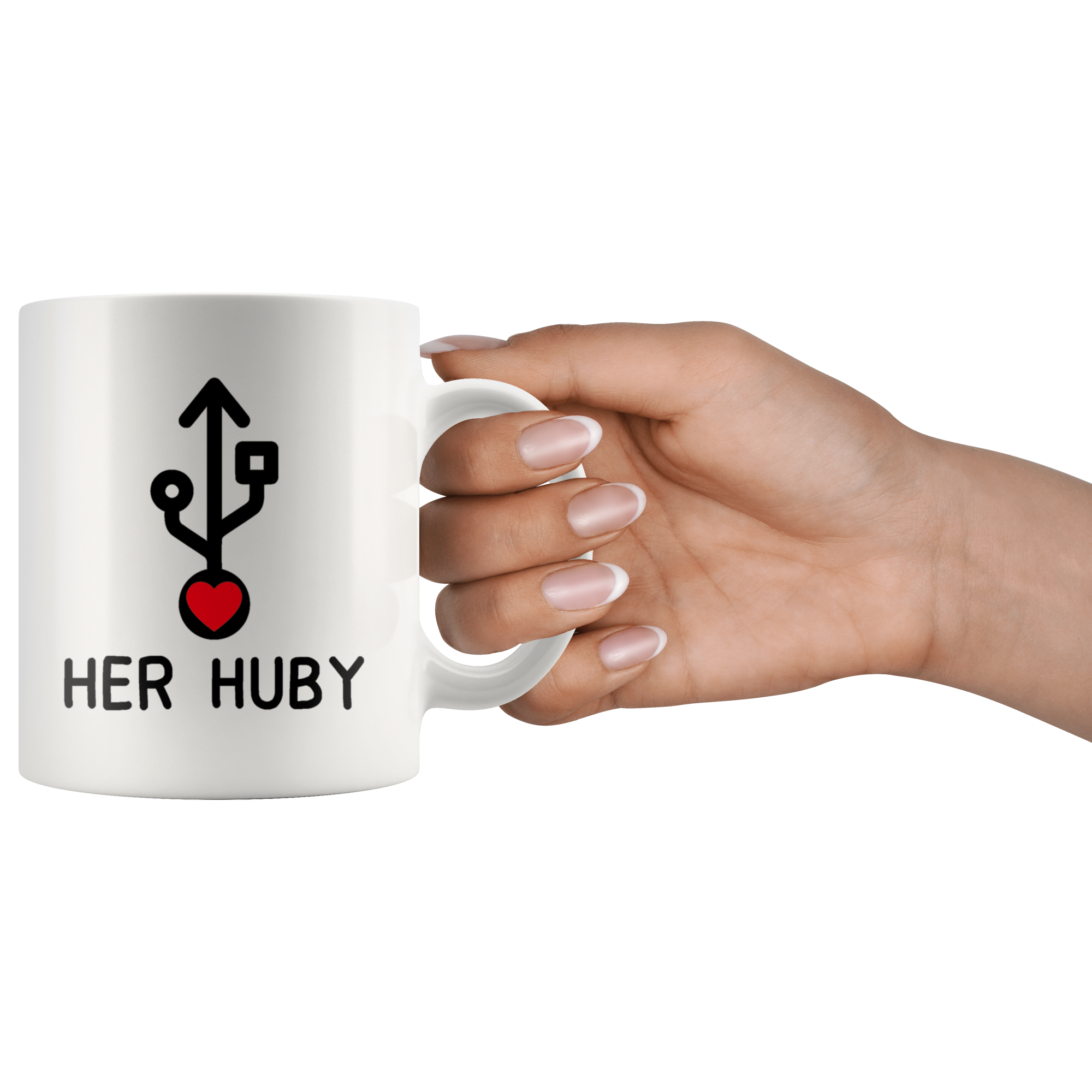 White 11oz Mug - Computer Matching Mugs Her Huby