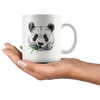 White 11oz Mug - Panda Face Eating Bamboo