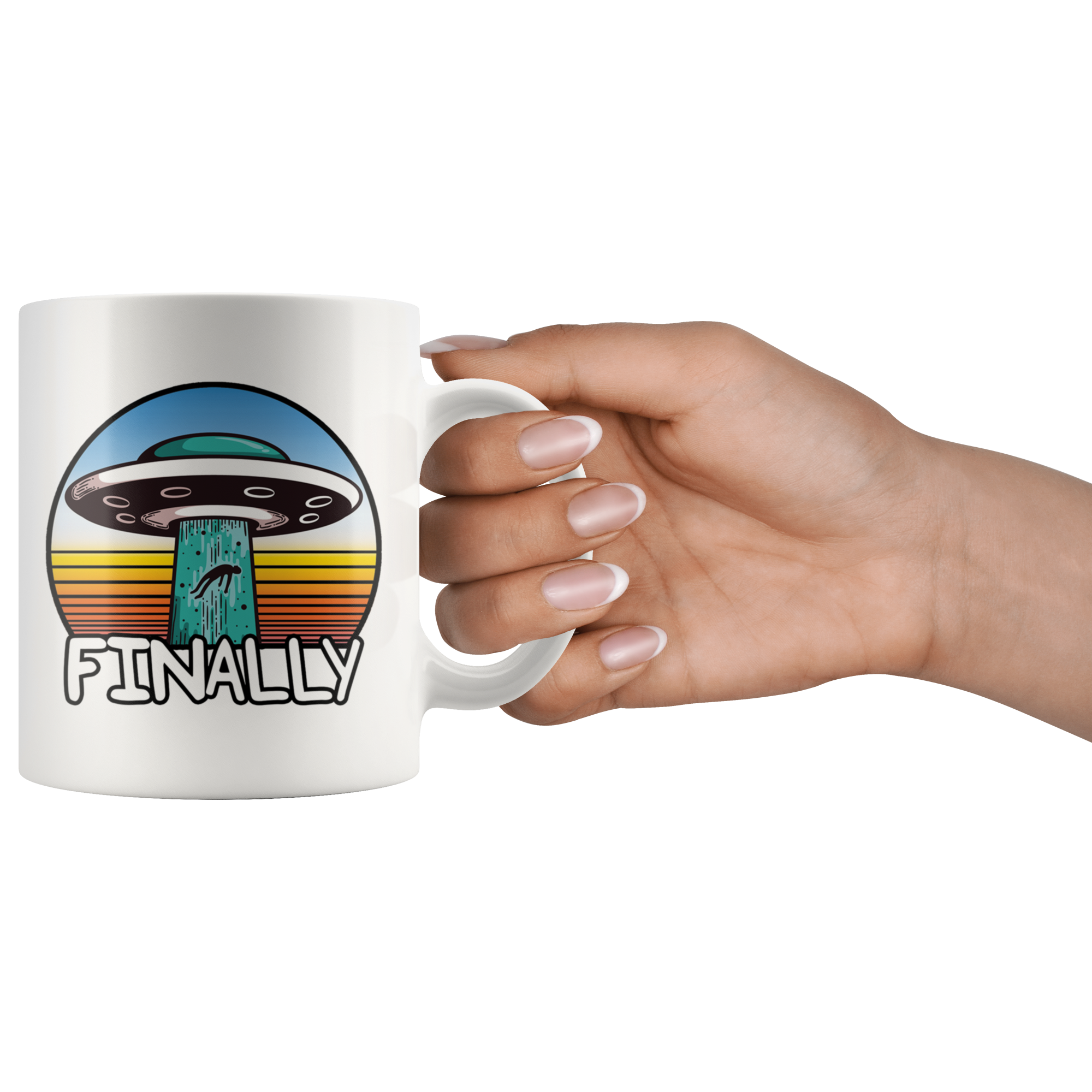 White 11oz Mug - Alien Abduction Finally