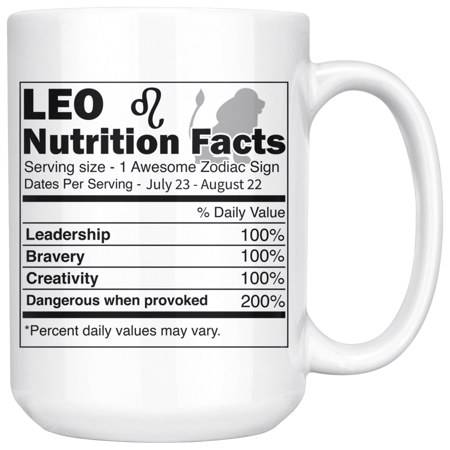 White 15oz Mug - Leo Nutrition Facts