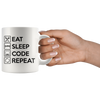 White 11oz Mug - Eat Sleep Code