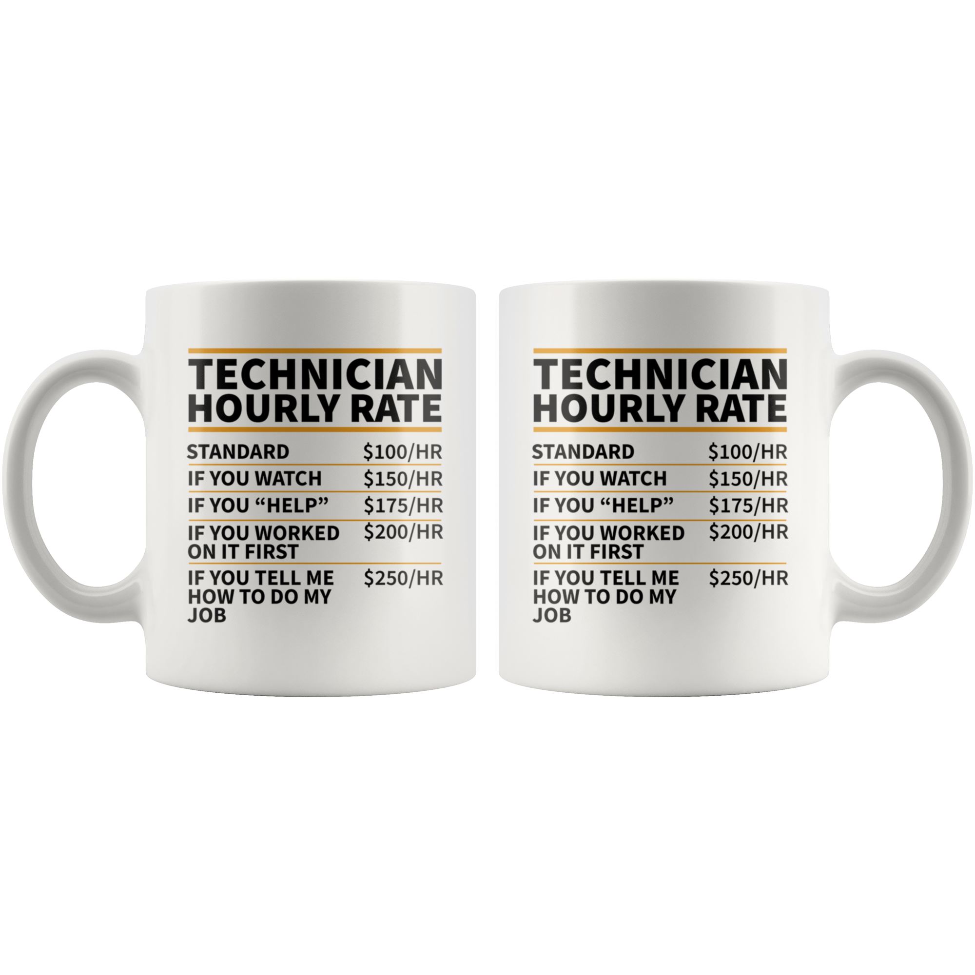 White Mugs - Technician Hourly Rate