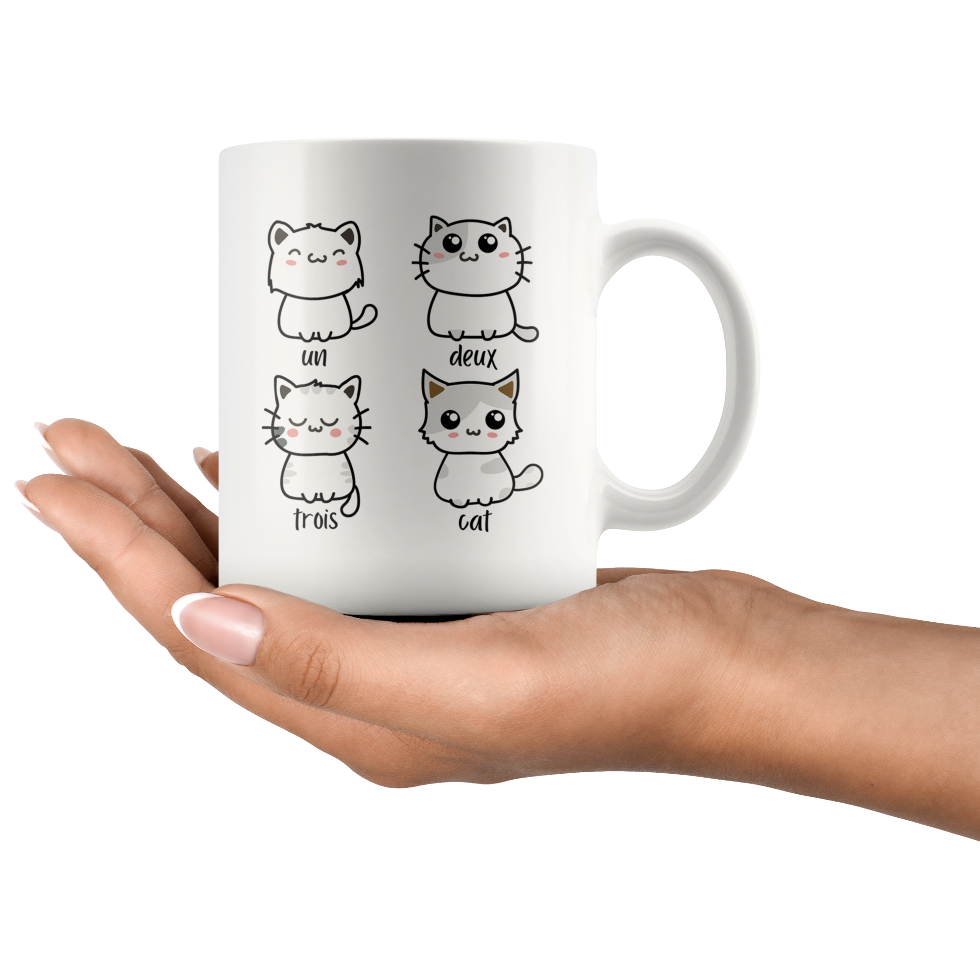 White 11oz Mug - Cat Un Deux Trois Mug
