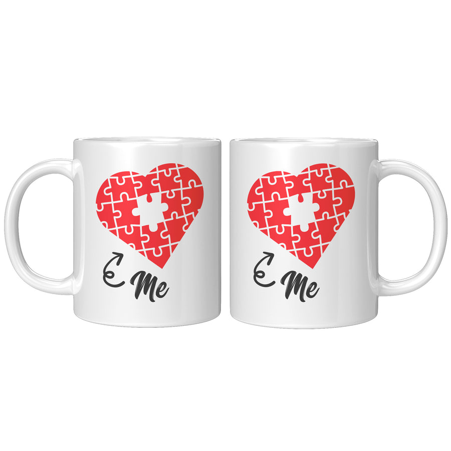Matching 11oz White Mugs - Heart Puzzle You Me