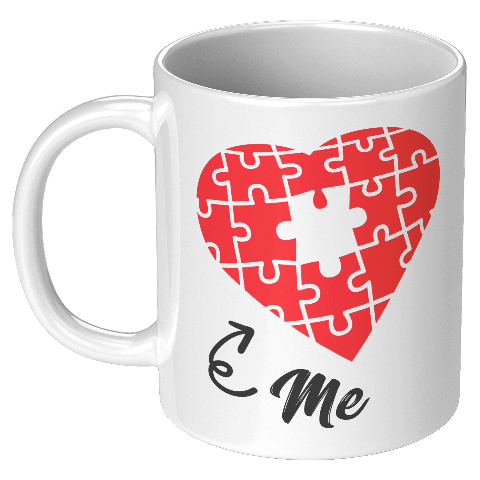 Matching 11oz White Mugs - Heart Puzzle You Me