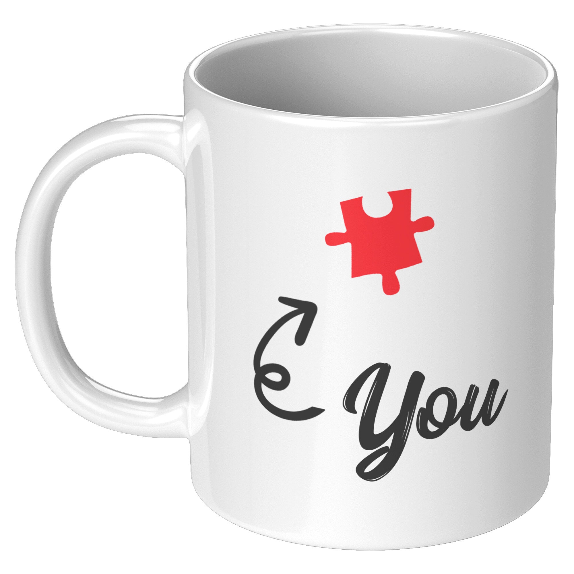 Matching 11oz White Mugs - Heart Puzzle You Me