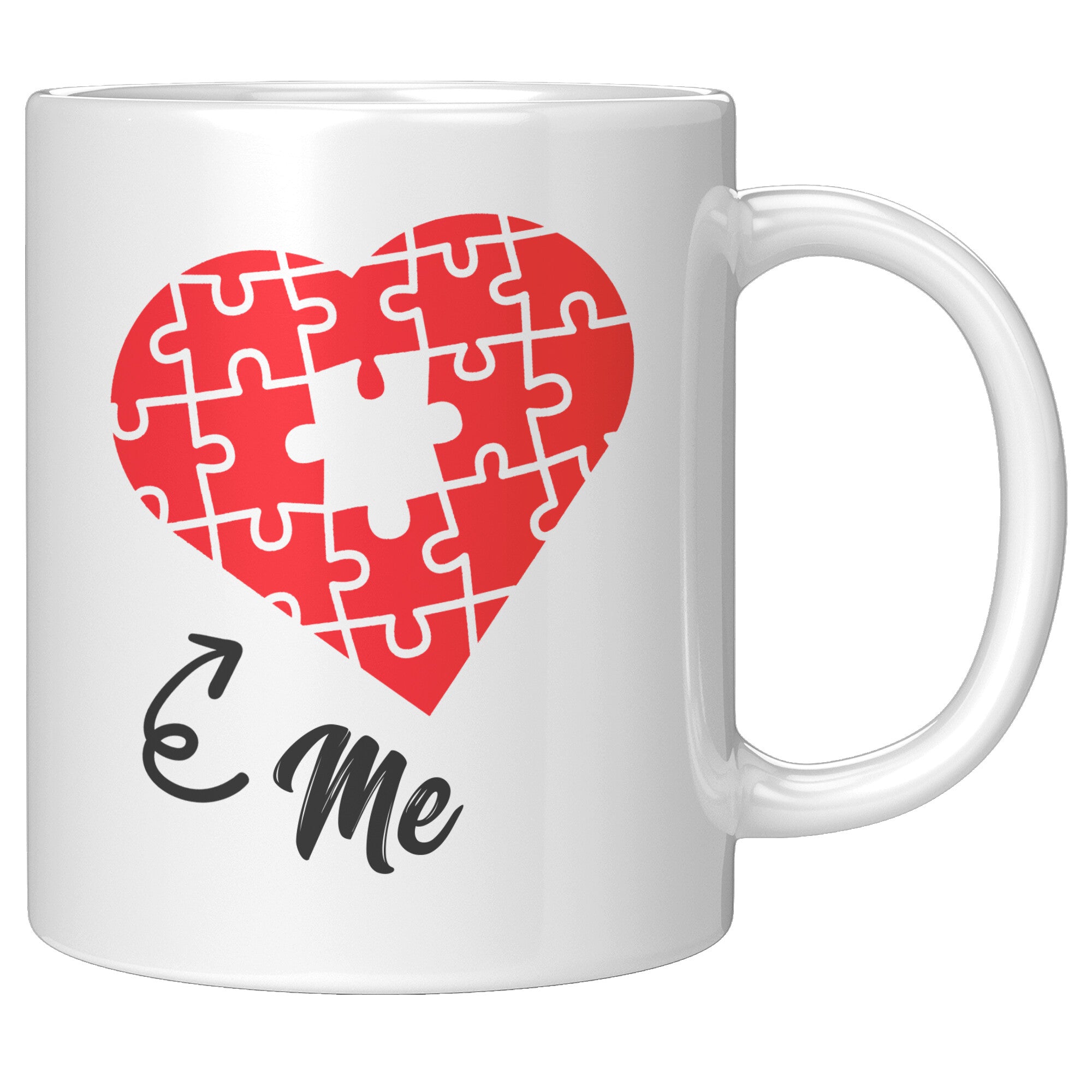 Matching 11oz White Mugs - Heart Puzzle You Me