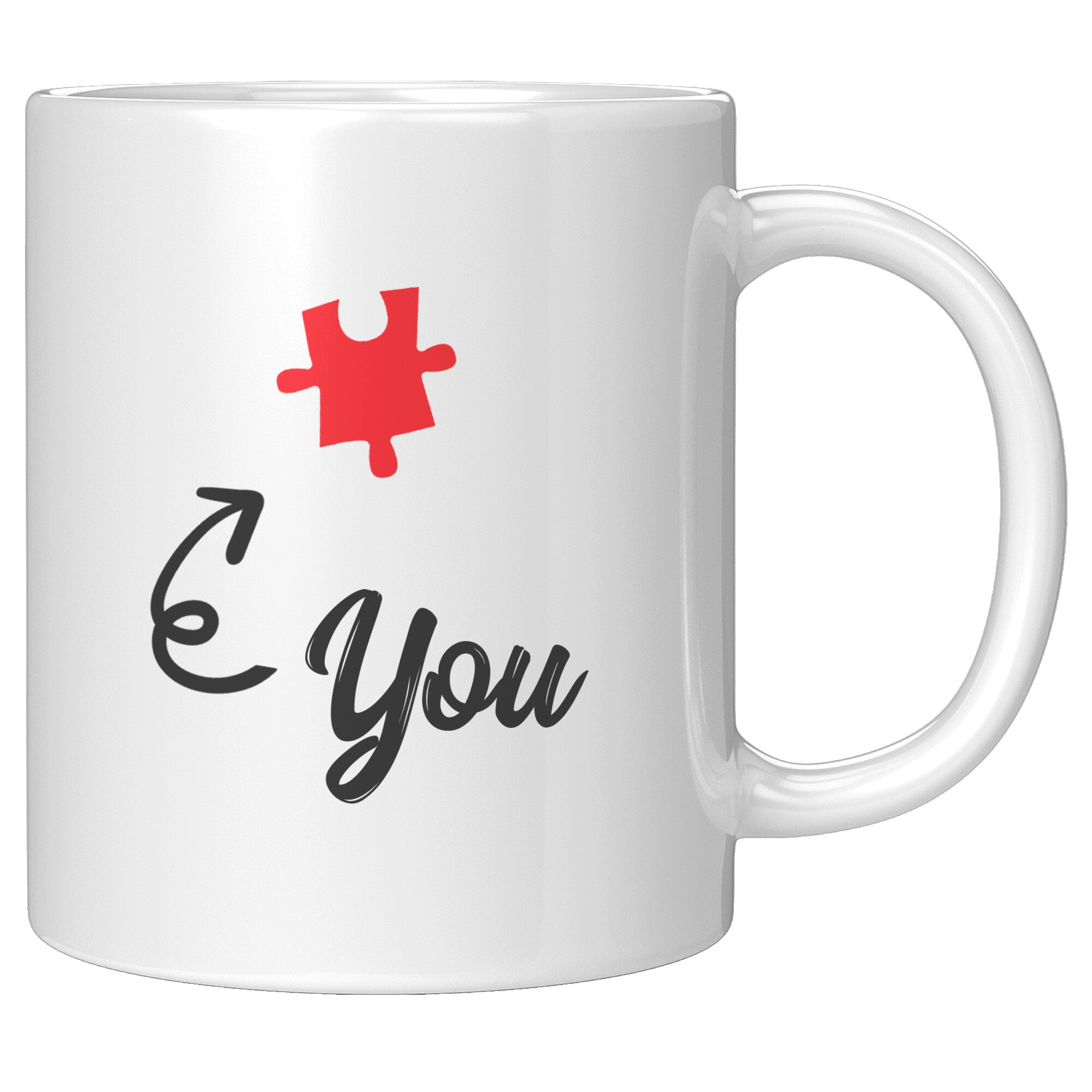 Matching 11oz White Mugs - Heart Puzzle You Me
