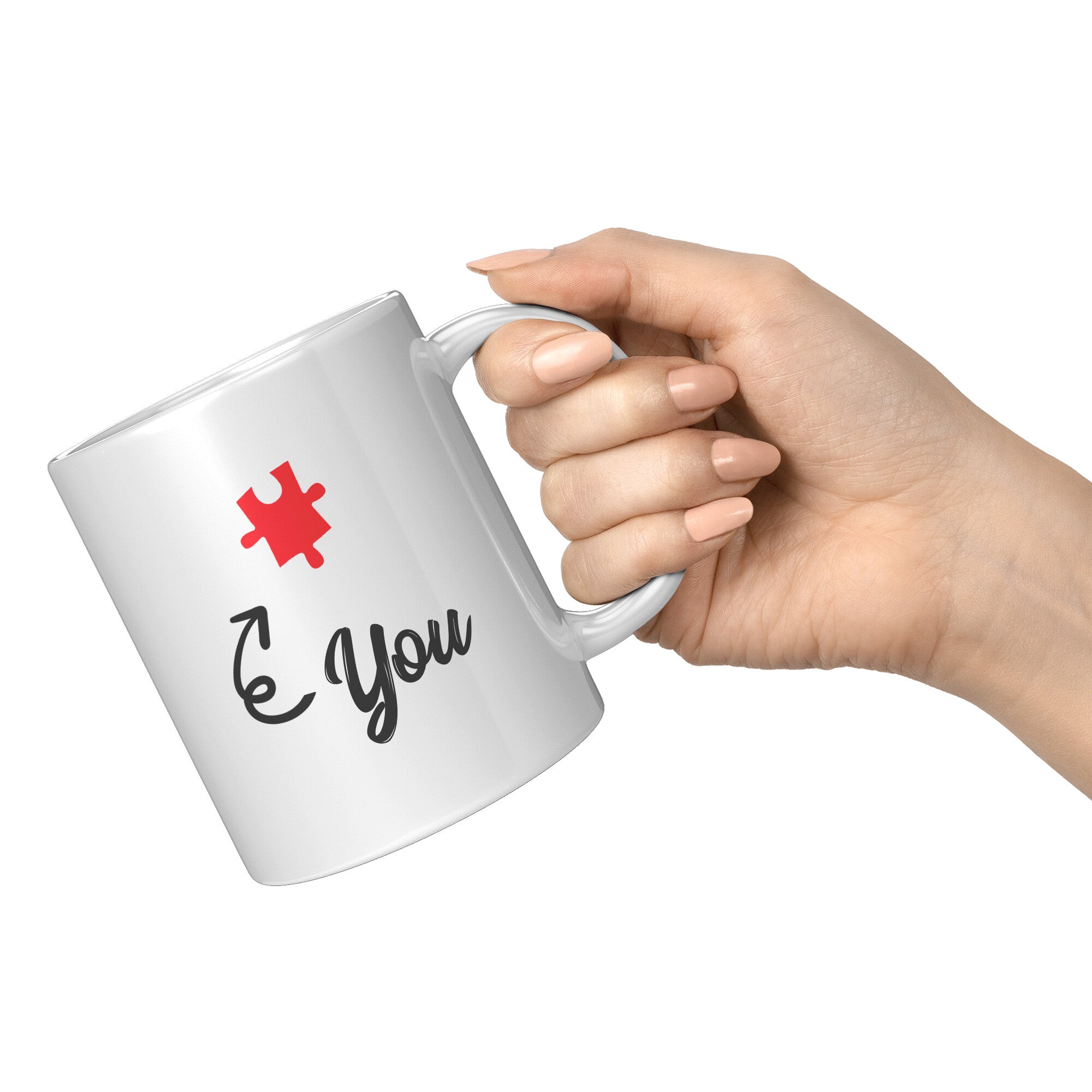 Matching 11oz White Mugs - Heart Puzzle You Me
