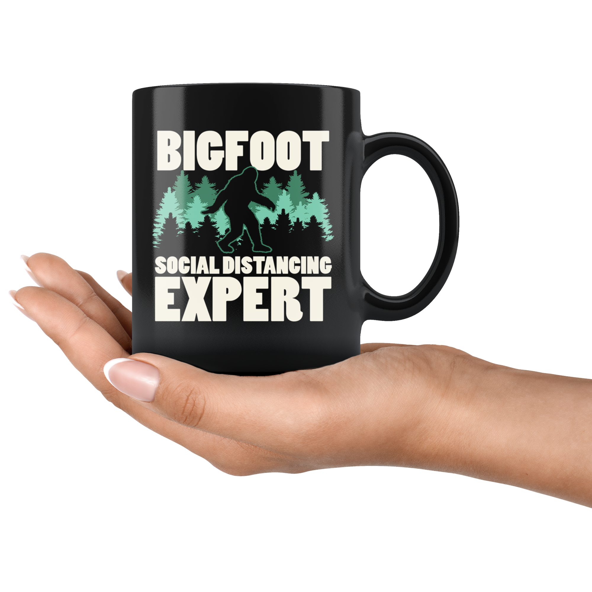 Black 11oz Mug - Bigfoot Social Distancing Expert