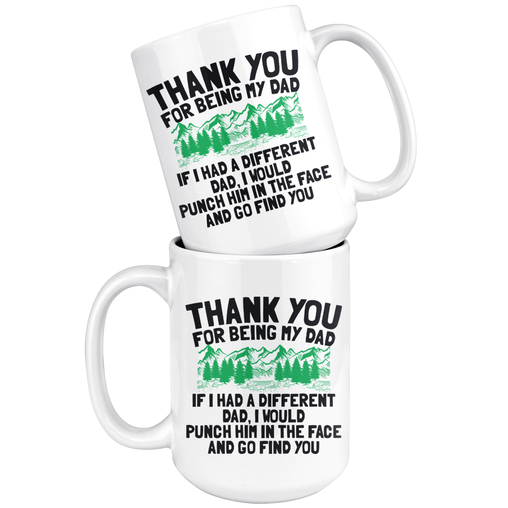 White Mugs - Thank You Dad Punch In Face