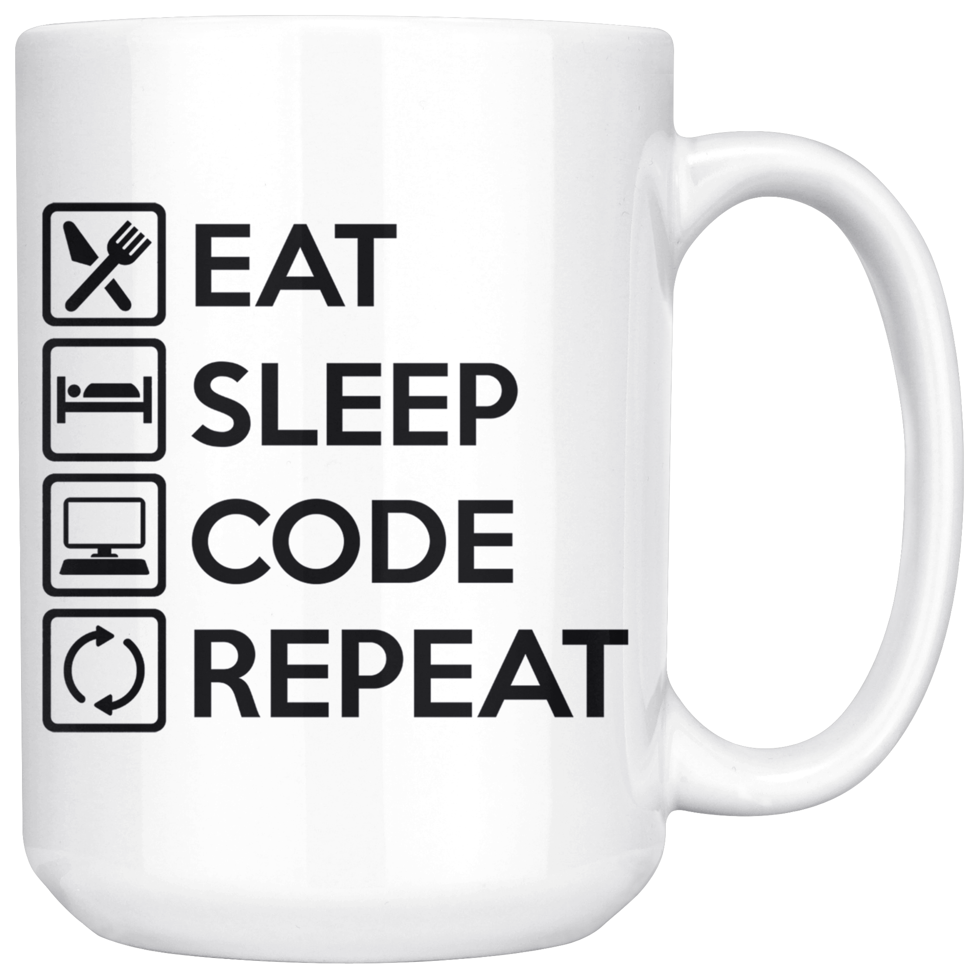 White 15oz Mug - Eat Sleep Code
