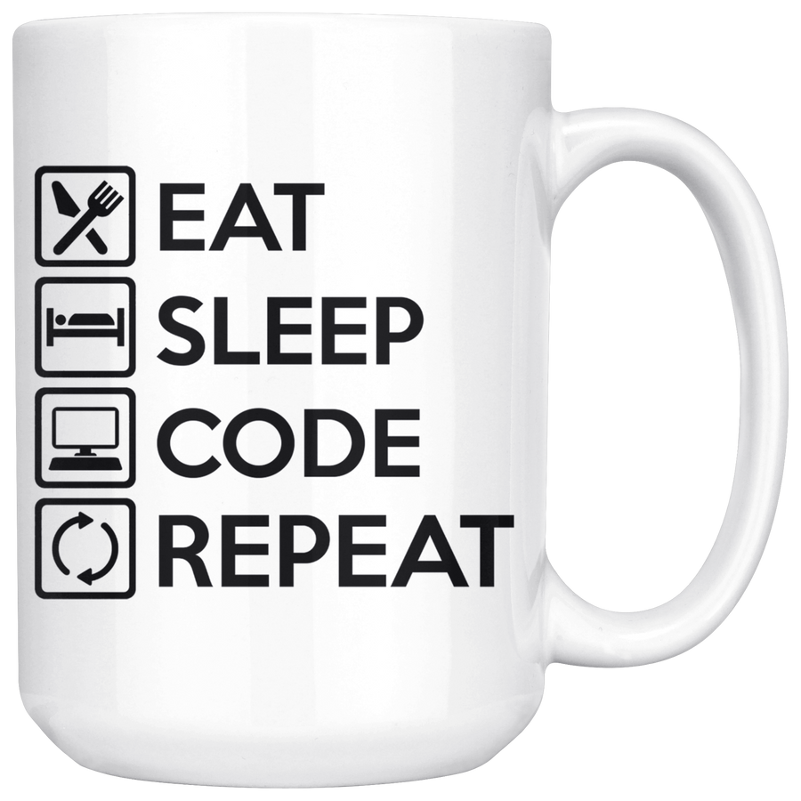 White 15oz Mug - Eat Sleep Code