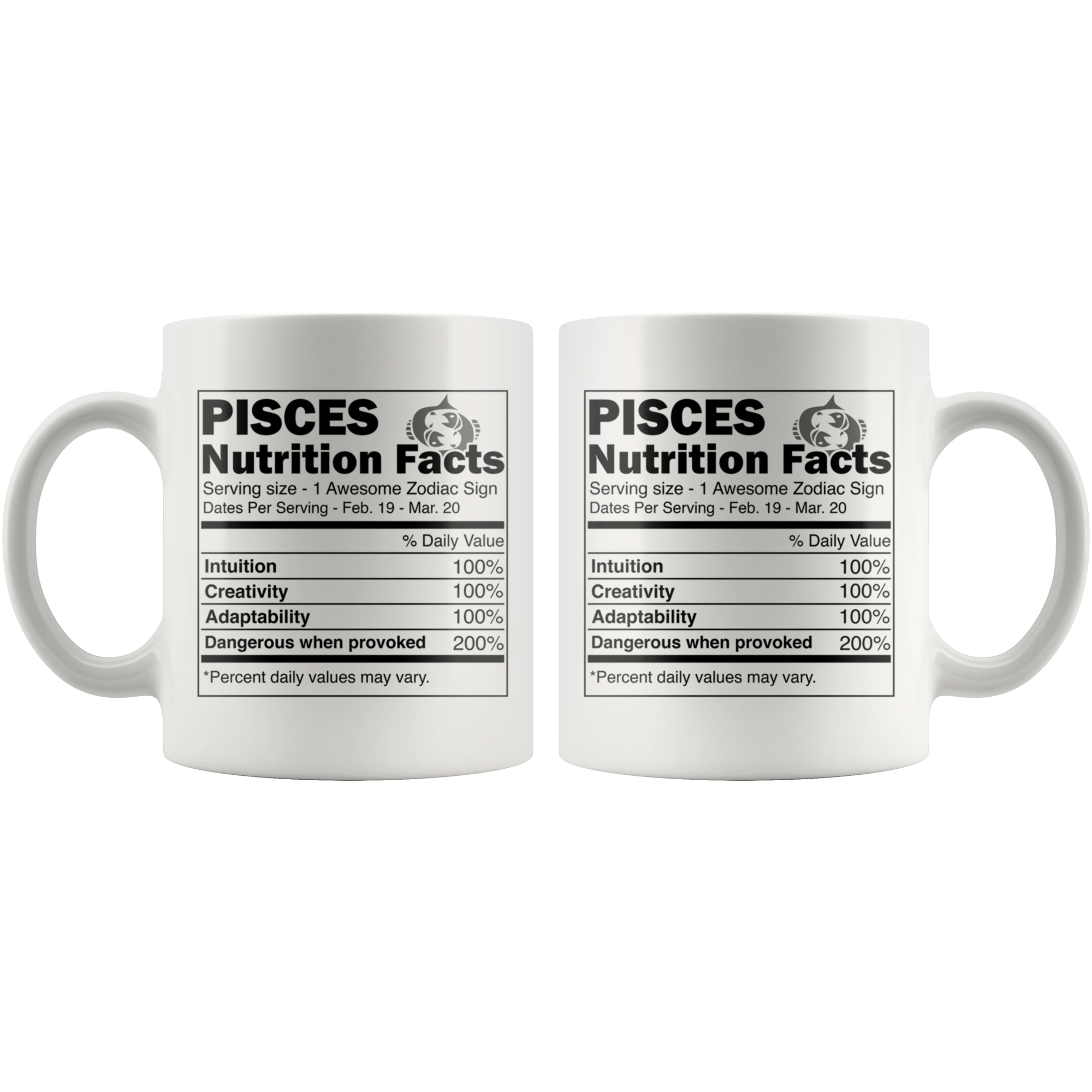 White 11oz Mug - Pisces Nutrition Facts