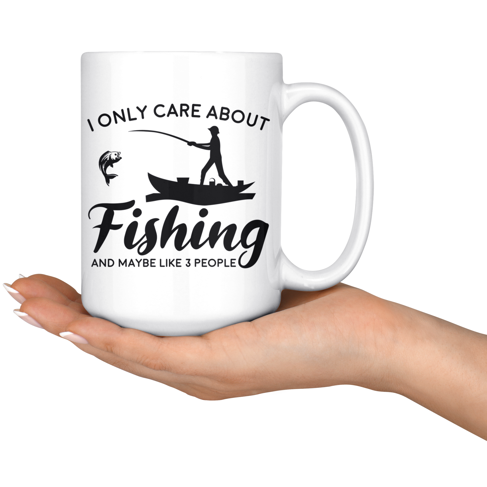 White Mugs - I Only Care About Fishing