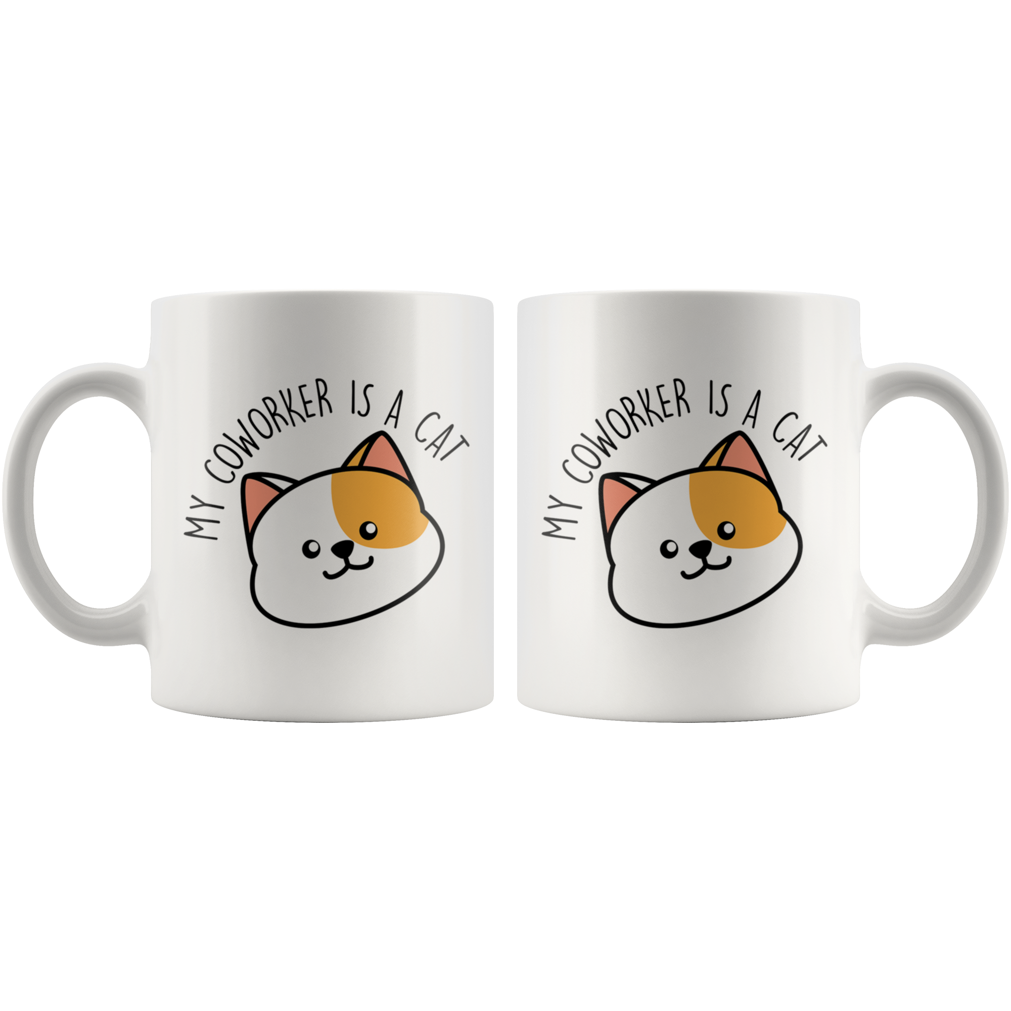 White Mugs - Coworker is a Cat