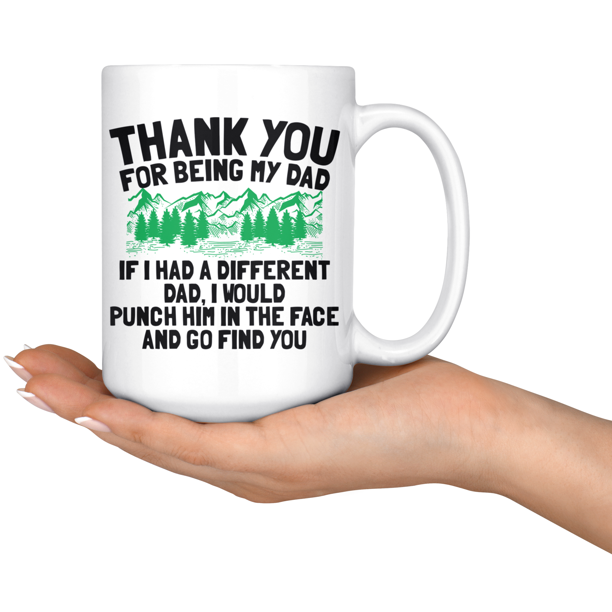 White Mugs - Thank You Dad Punch In Face