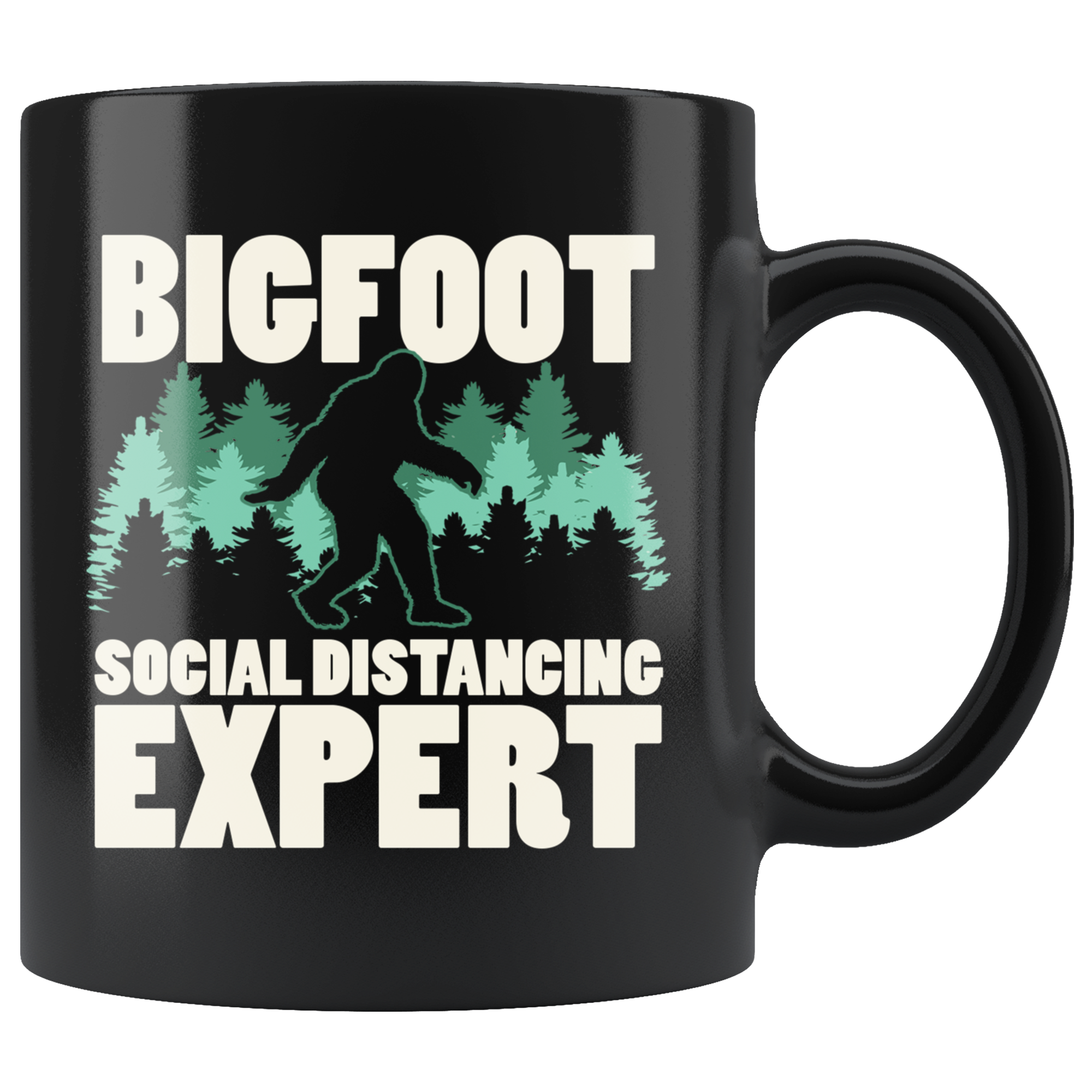 Black 11oz Mug - Bigfoot Social Distancing Expert