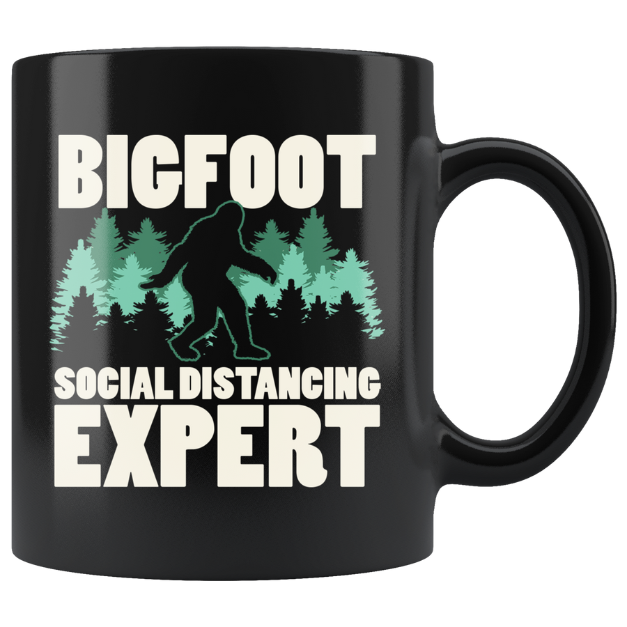 Black 11oz Mug - Bigfoot Social Distancing Expert