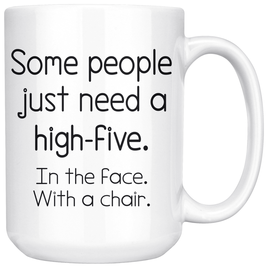 White 15oz Mug - High Five Face