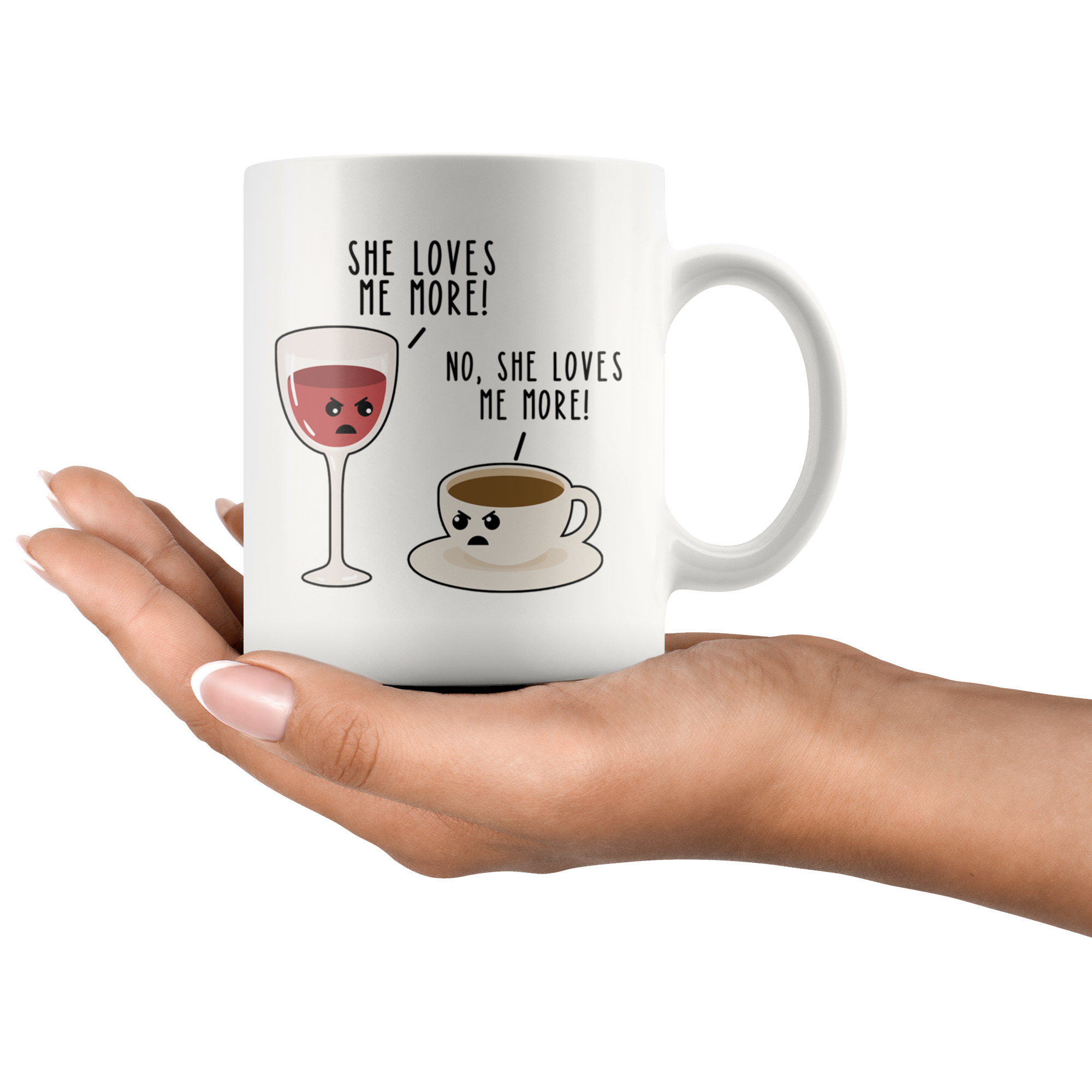 White 11oz Mug - Wine Coffee Love Me More