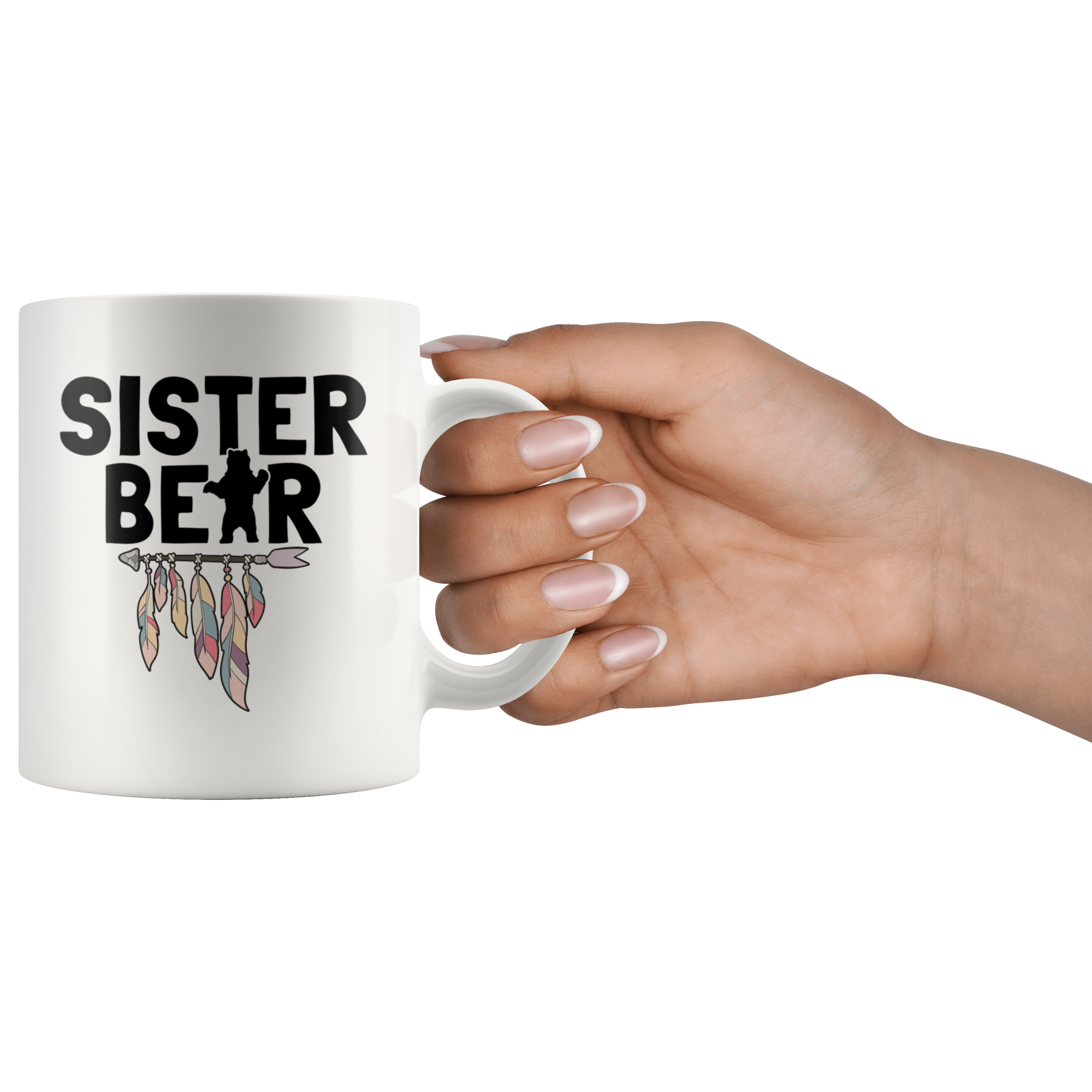 White 11oz Mug - Sister Bear Arrow