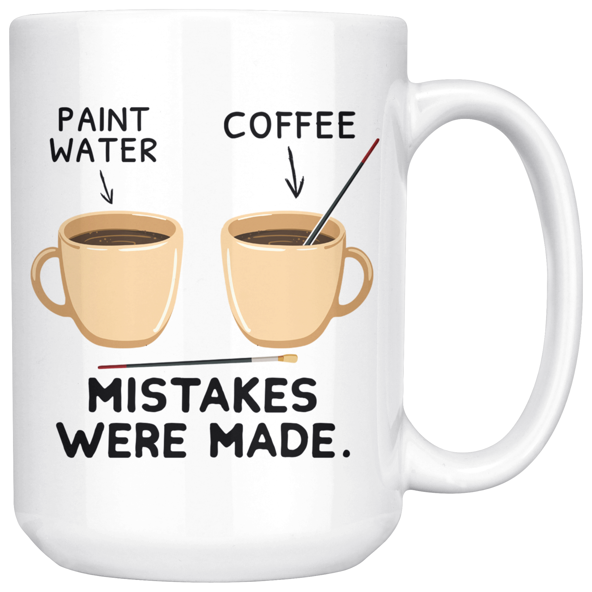 White 15oz Mug - Paint Coffee Art Mistakes Were Made