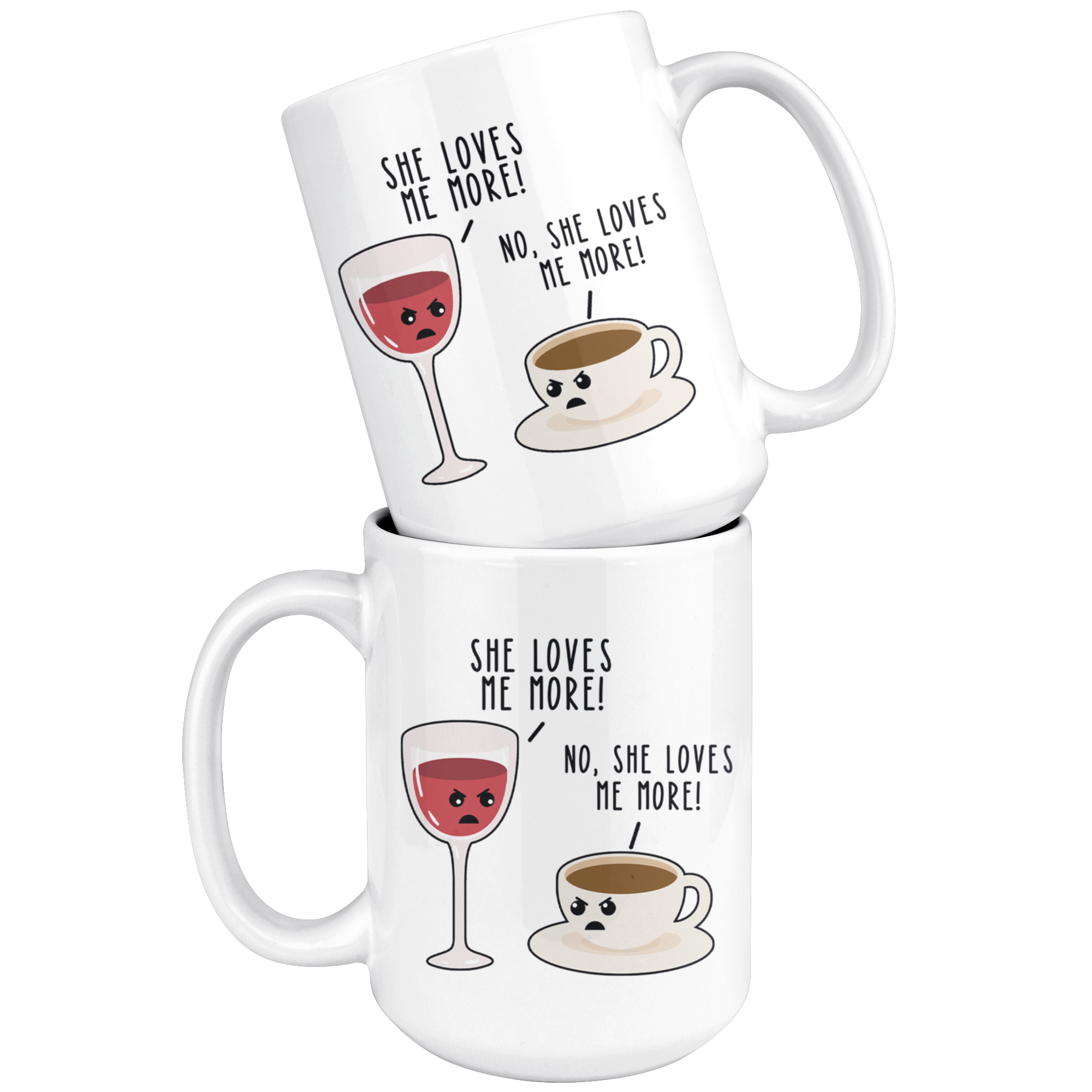 White 15oz Mug - Wine And Coffee