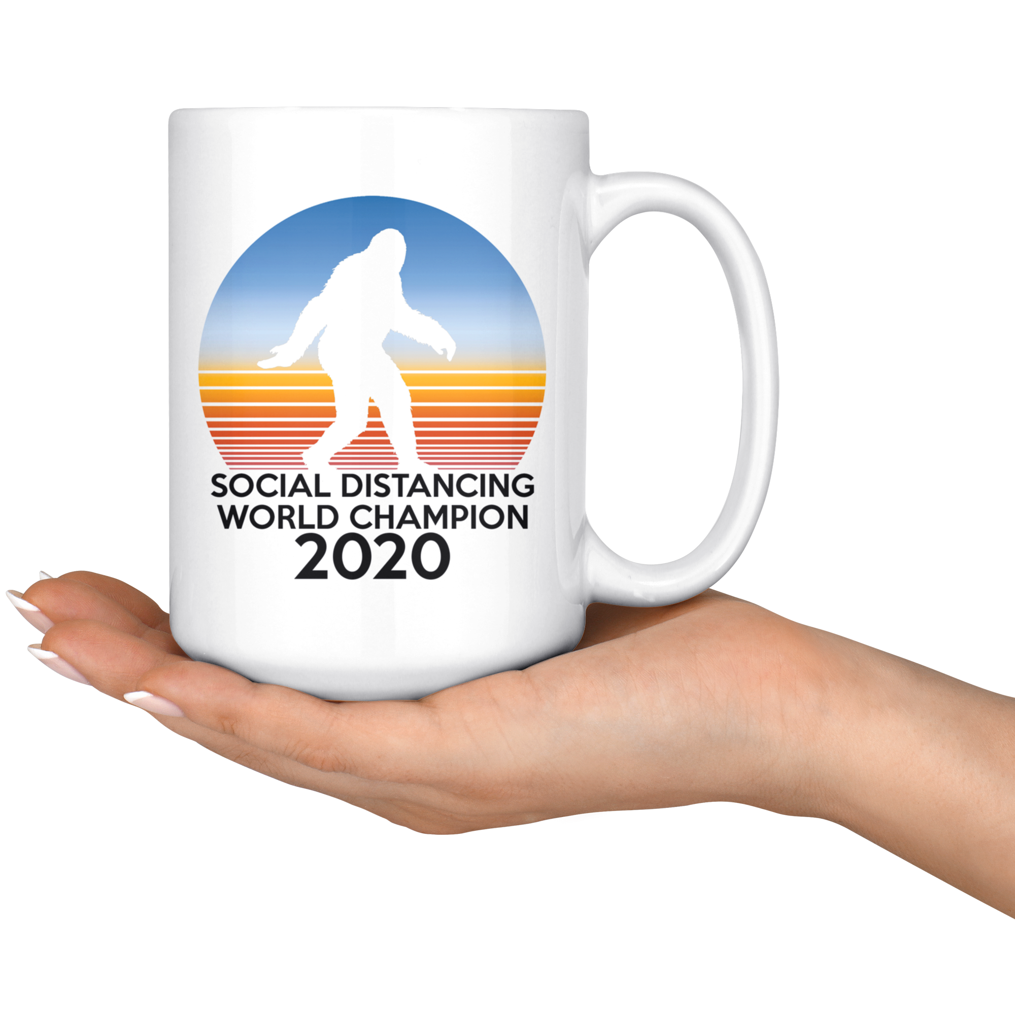 White Mugs - Bigfoot Social Distancing Expert