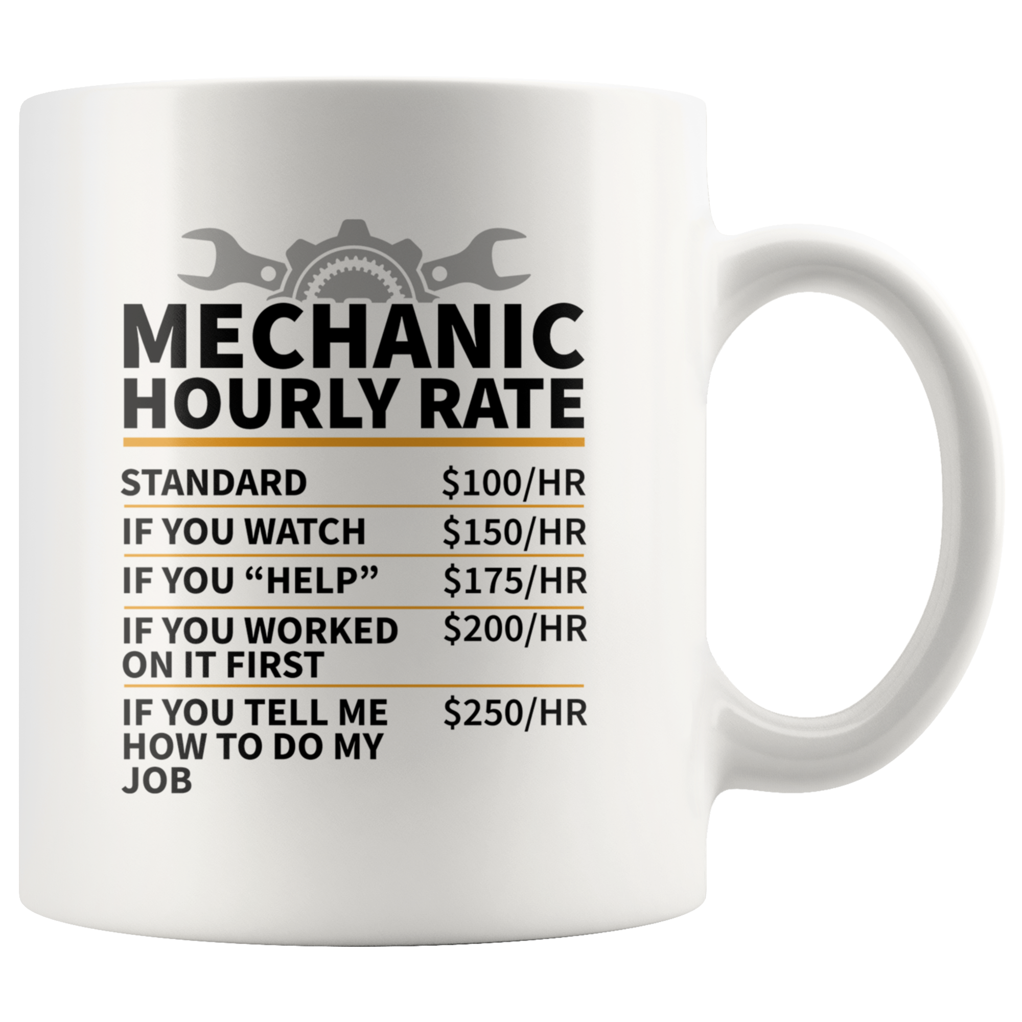 White 11oz Mug - Mechanic Hourly Rate