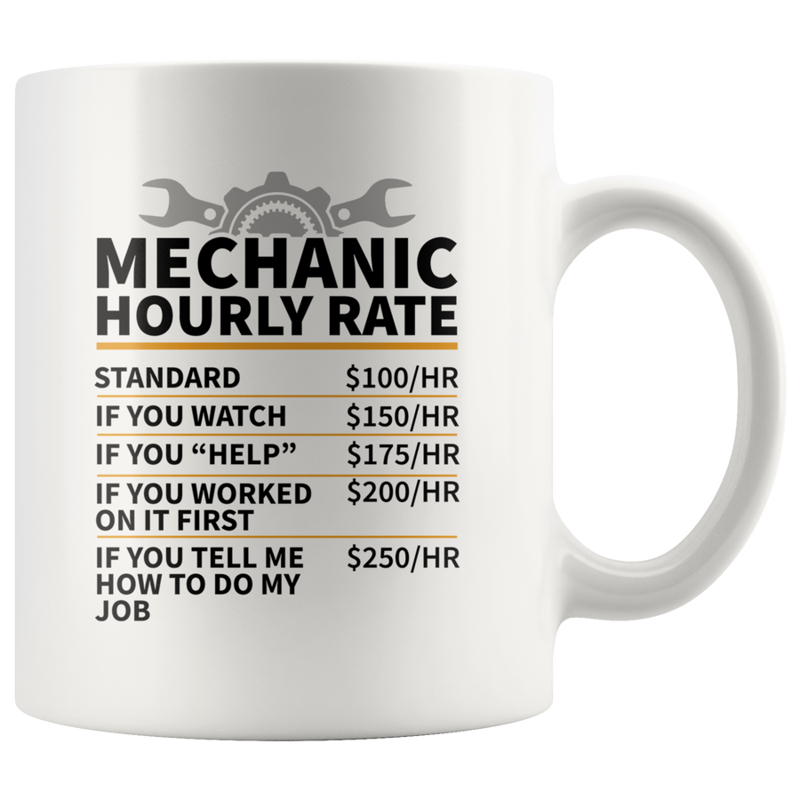 White 11oz Mug - Mechanic Hourly Rate