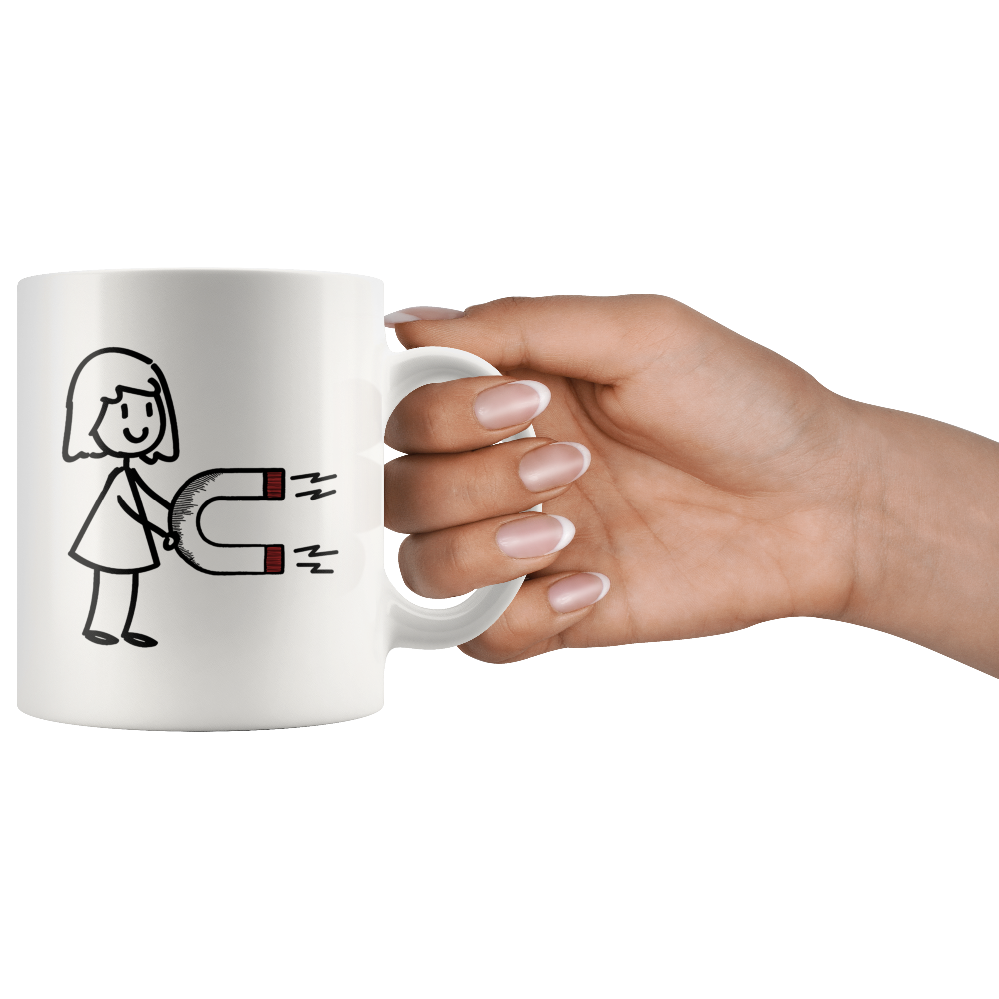 White 11oz Mug - Magnet Matching Mugs Girl